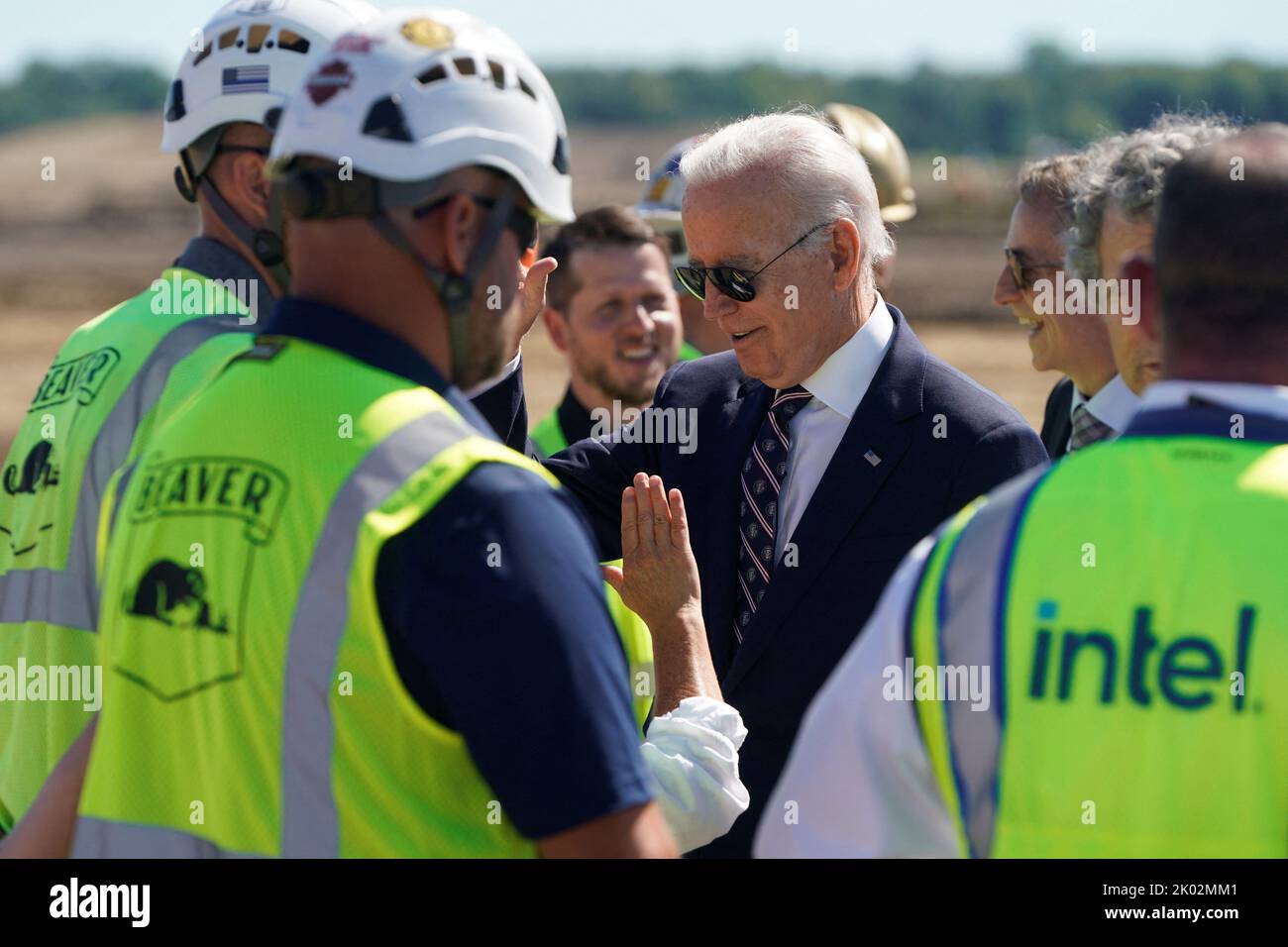 U.S. President Joe Biden attends the groundbreaking of the new Intel semiconductor manufacturing facility in New Albany, Ohio, U.S., September 9, 2022. REUTERS/Joshua Roberts Stock Photo