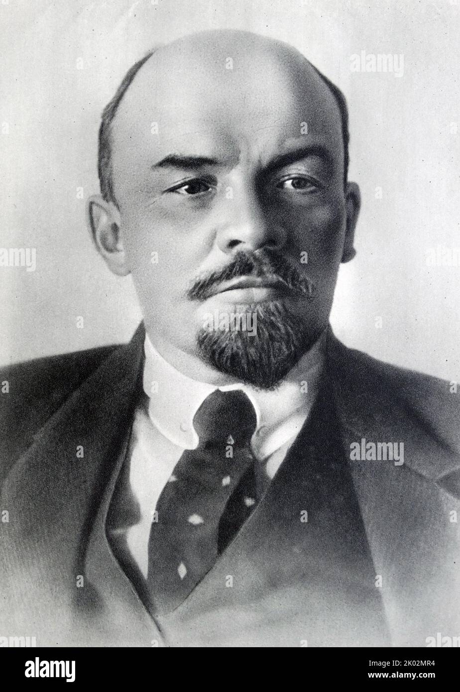 Vladimir Ilyich Ulyanov (1870 - 1924), better known as Lenin. Russian revolutionary, politician, and political theorist. He served as head of government of Soviet Russia from 1917 to 1924 and of the Soviet Union from 1922 to 1924. Stock Photo