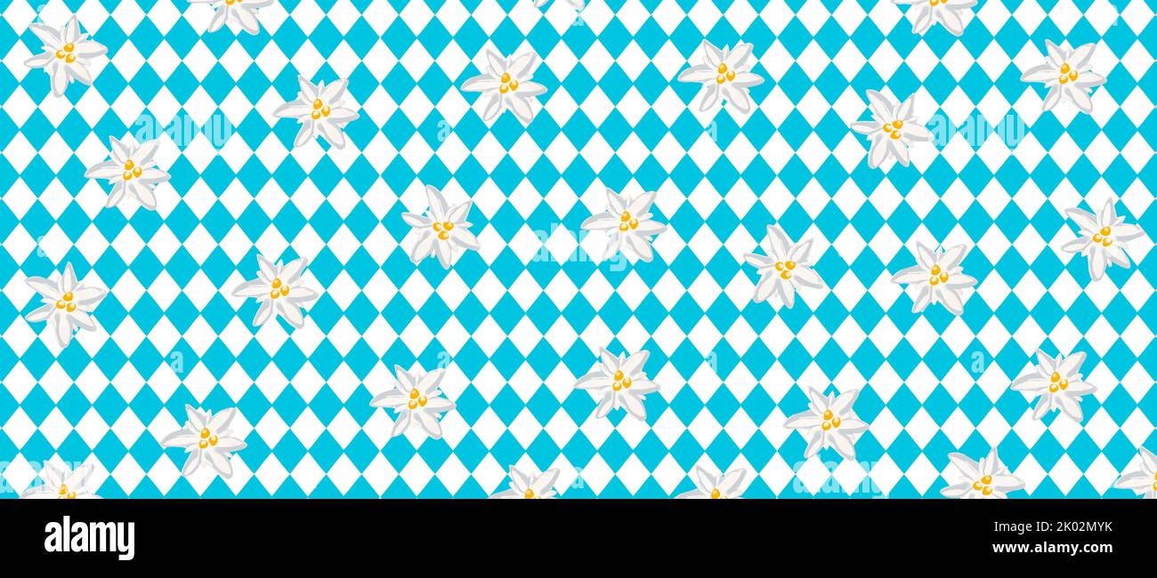 Blue and white Oktoberfest background with edelweiss Stock Photo