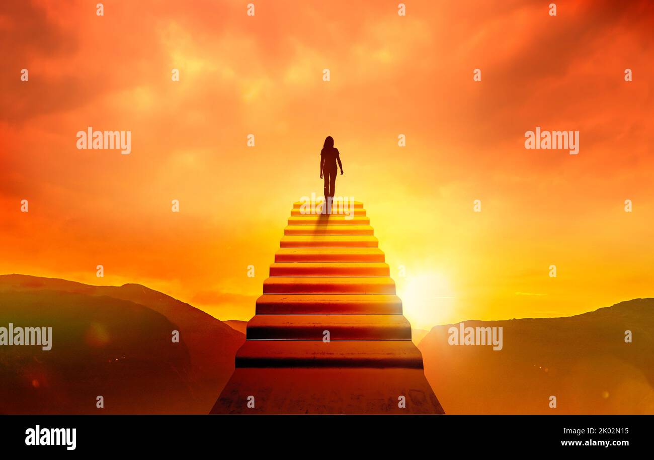 Golden steps to heaven Stock Photo