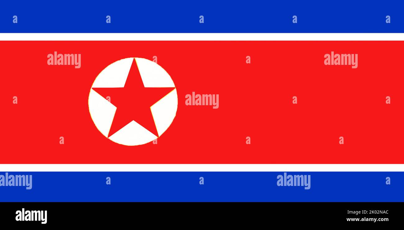 National flag of the North Korean Democratic Republic. Stock Photo