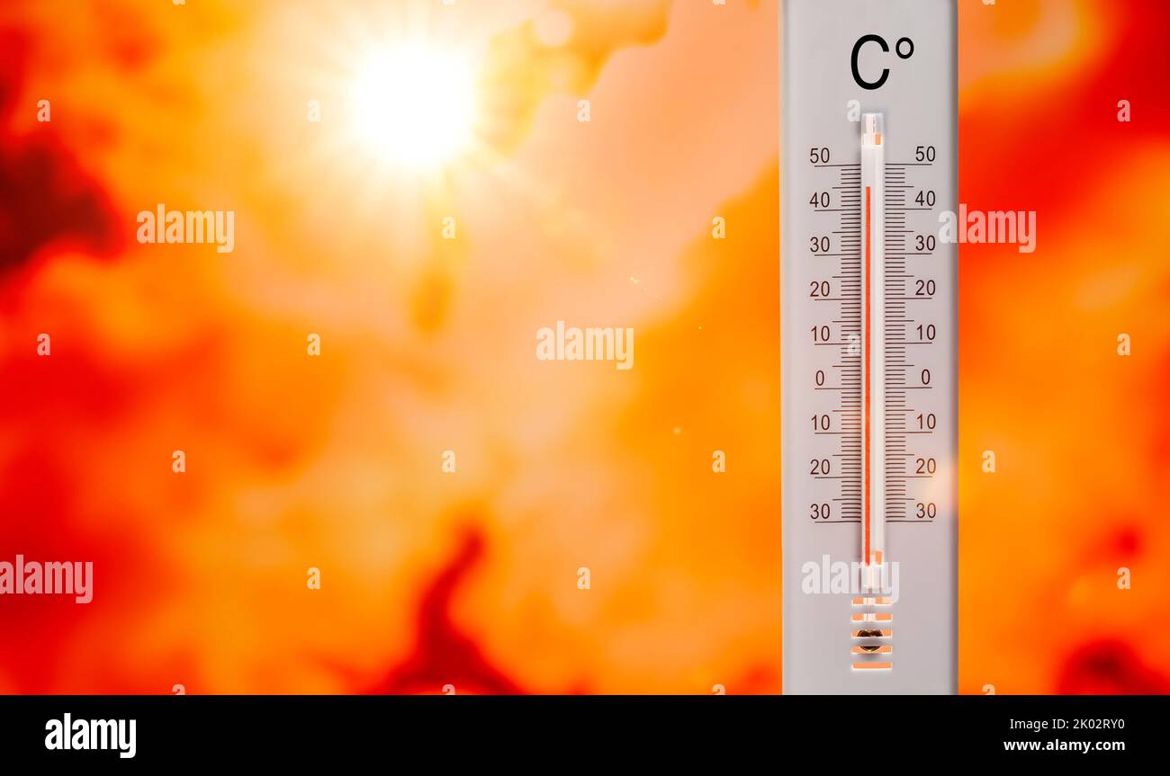 Thermometer with over 4ö° C temperatures Stock Photo