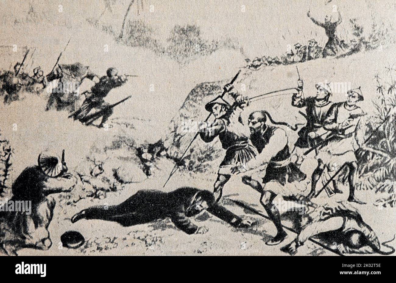Fight of Vietnamese partisans against French colonialists. Stock Photo