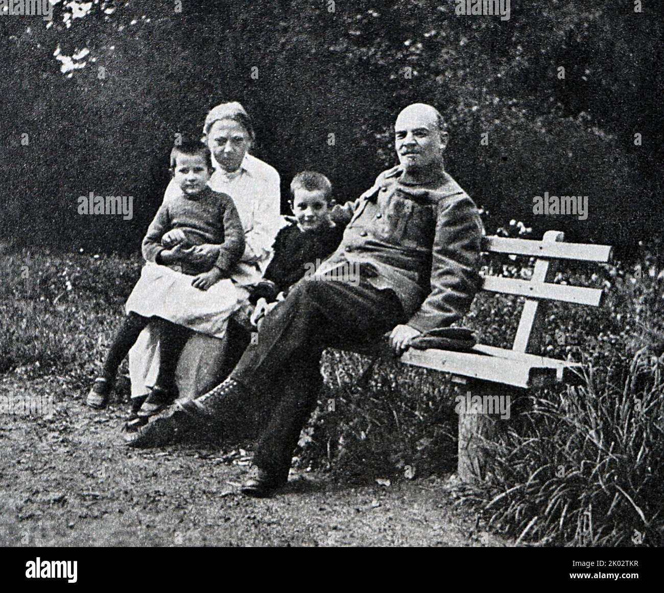 Vladimir Lenin and Krupskaya N. K. with his nephew Viktor Ulyanov and ...