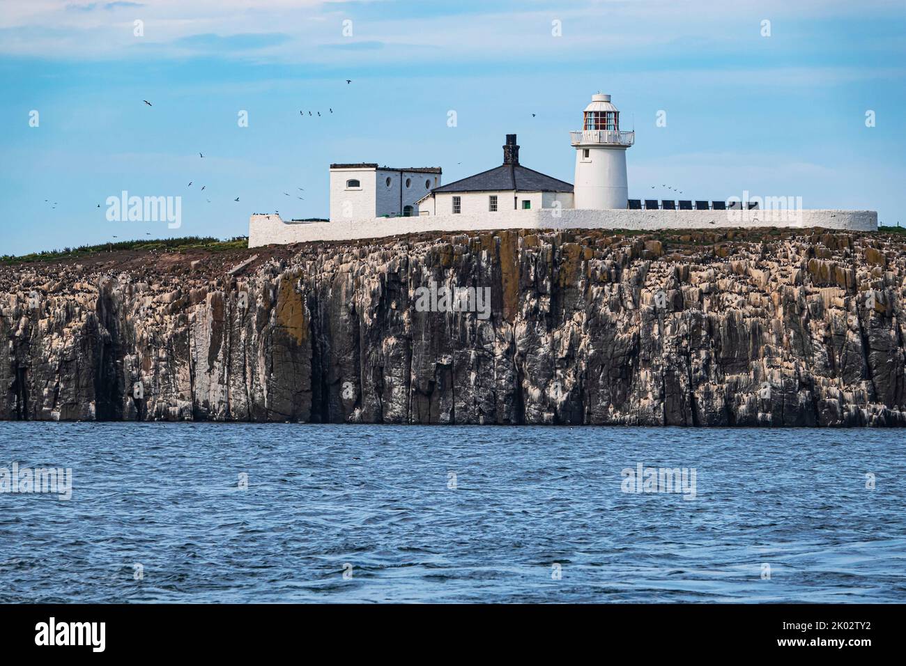 White Inner Farne Lighthouse, Farne Islands, Northumberland, England,  United Kingdom Stock Photo - Alamy