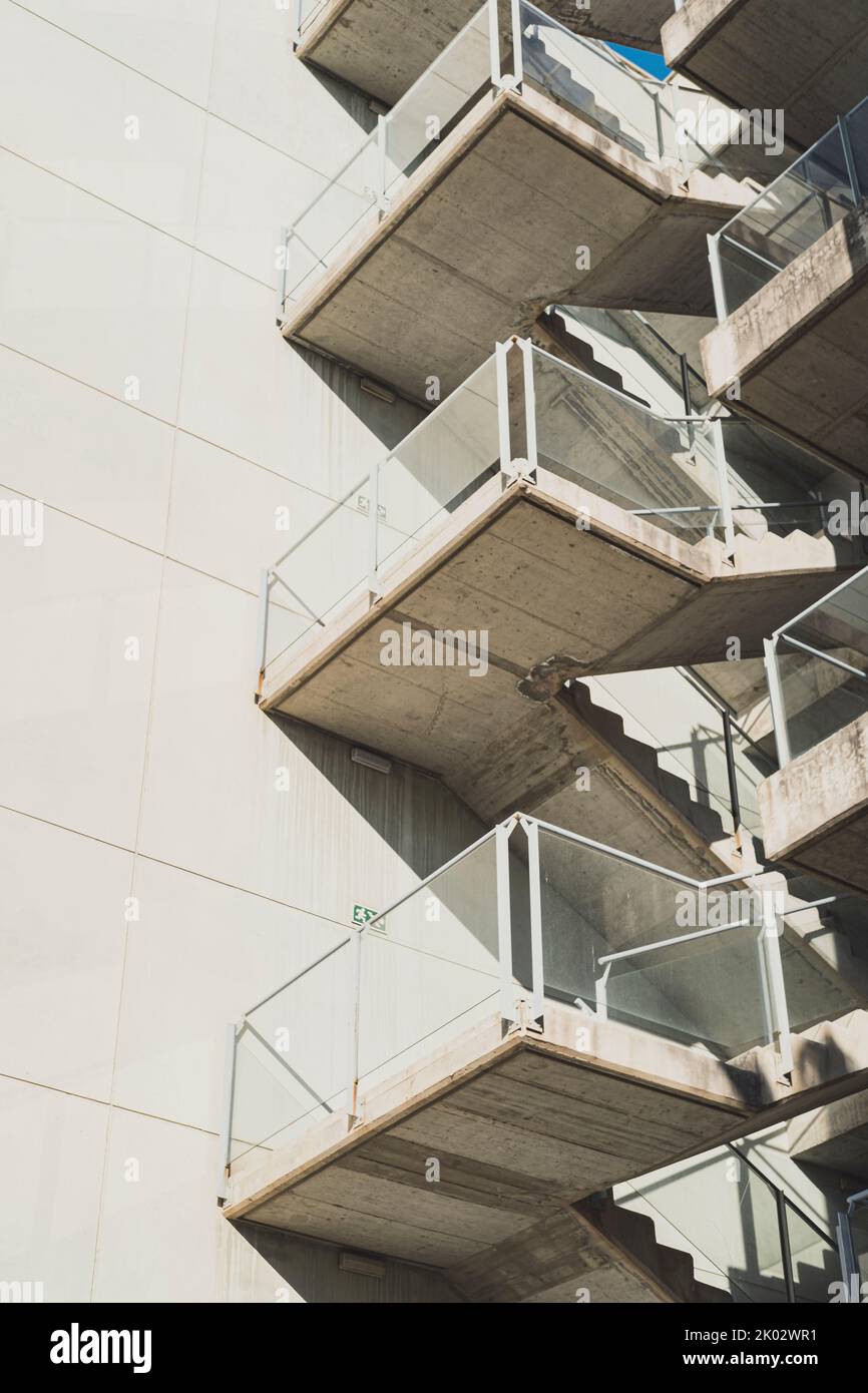 facade of a building in the area of emergency stairs Stock Photo