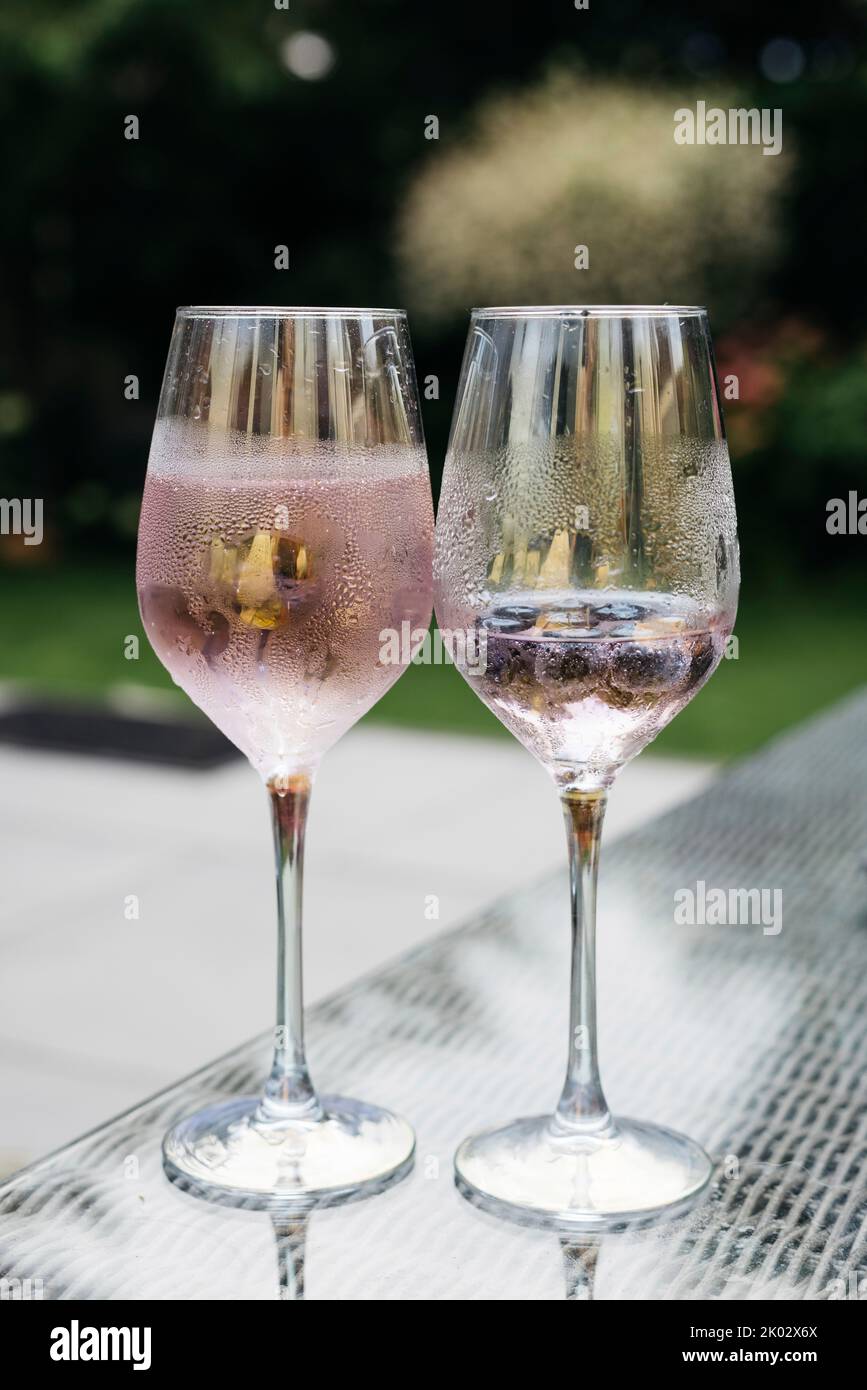 Two wine glasses with cold mixed drink Stock Photo Alamy