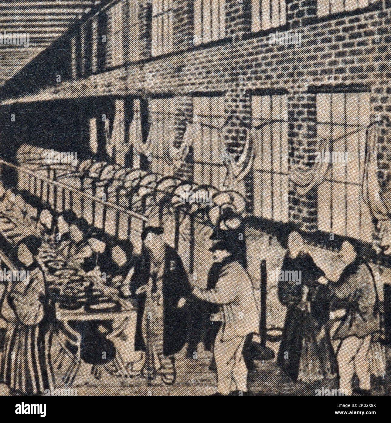 A textile factory in Japan. 19th century. Stock Photo