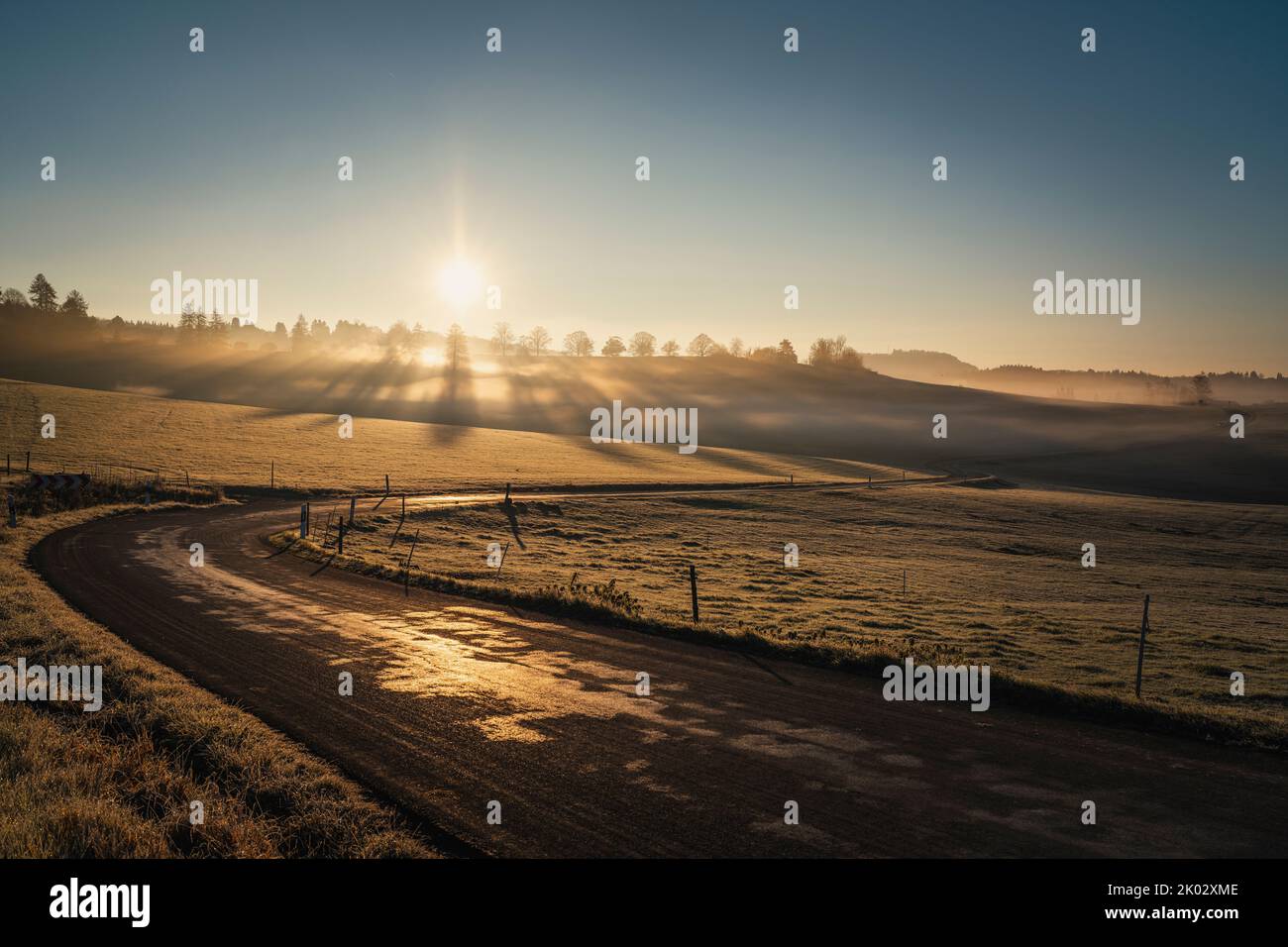 Sunrise on the Swabian Alb Stock Photo