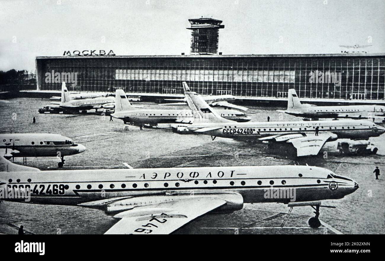 Soviet airport 1960. Stock Photo