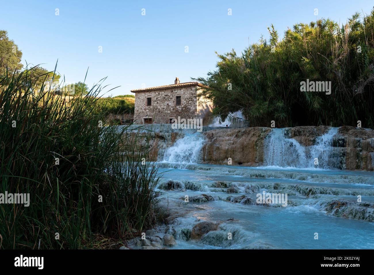 Terme di Saturnia, Cascate del Molino, waterfall, thermal spring, sulfurous thermal water, Saturnia, Grosseto province, Tuscany, Italy Stock Photo