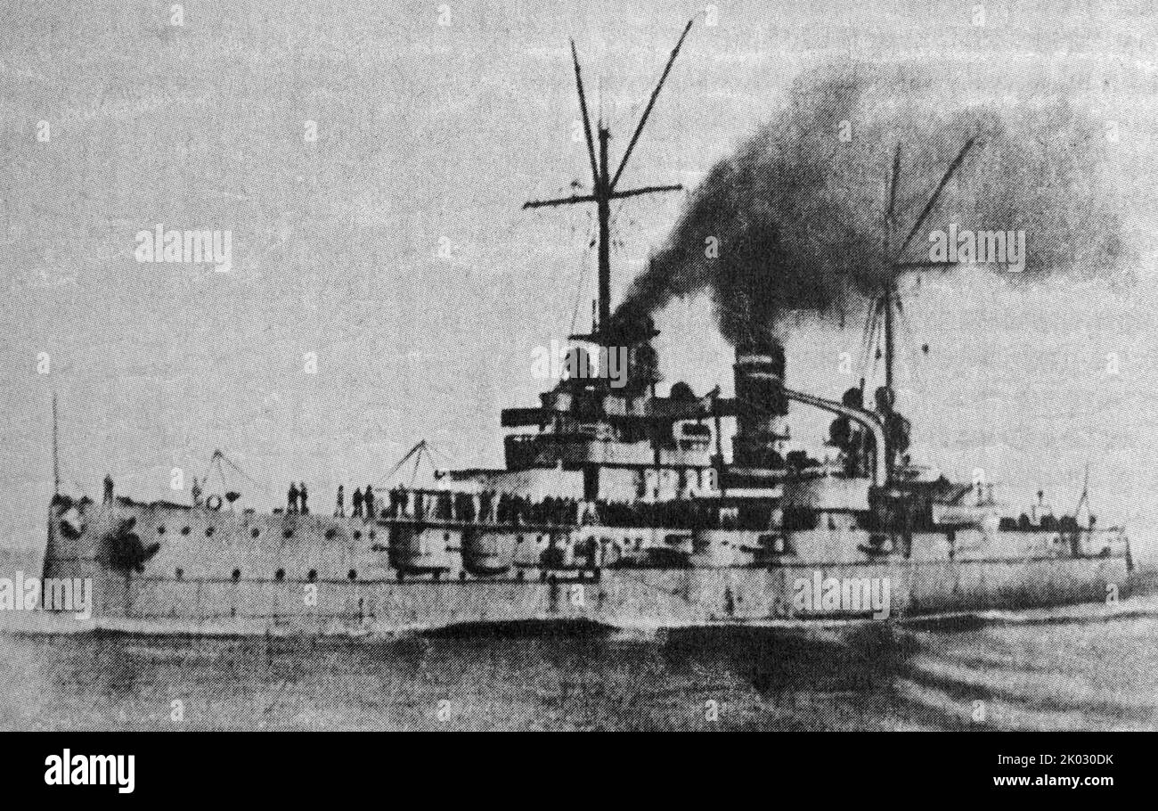 German battleship Westfalen. Built at the beginning of the 20th century. Stock Photo