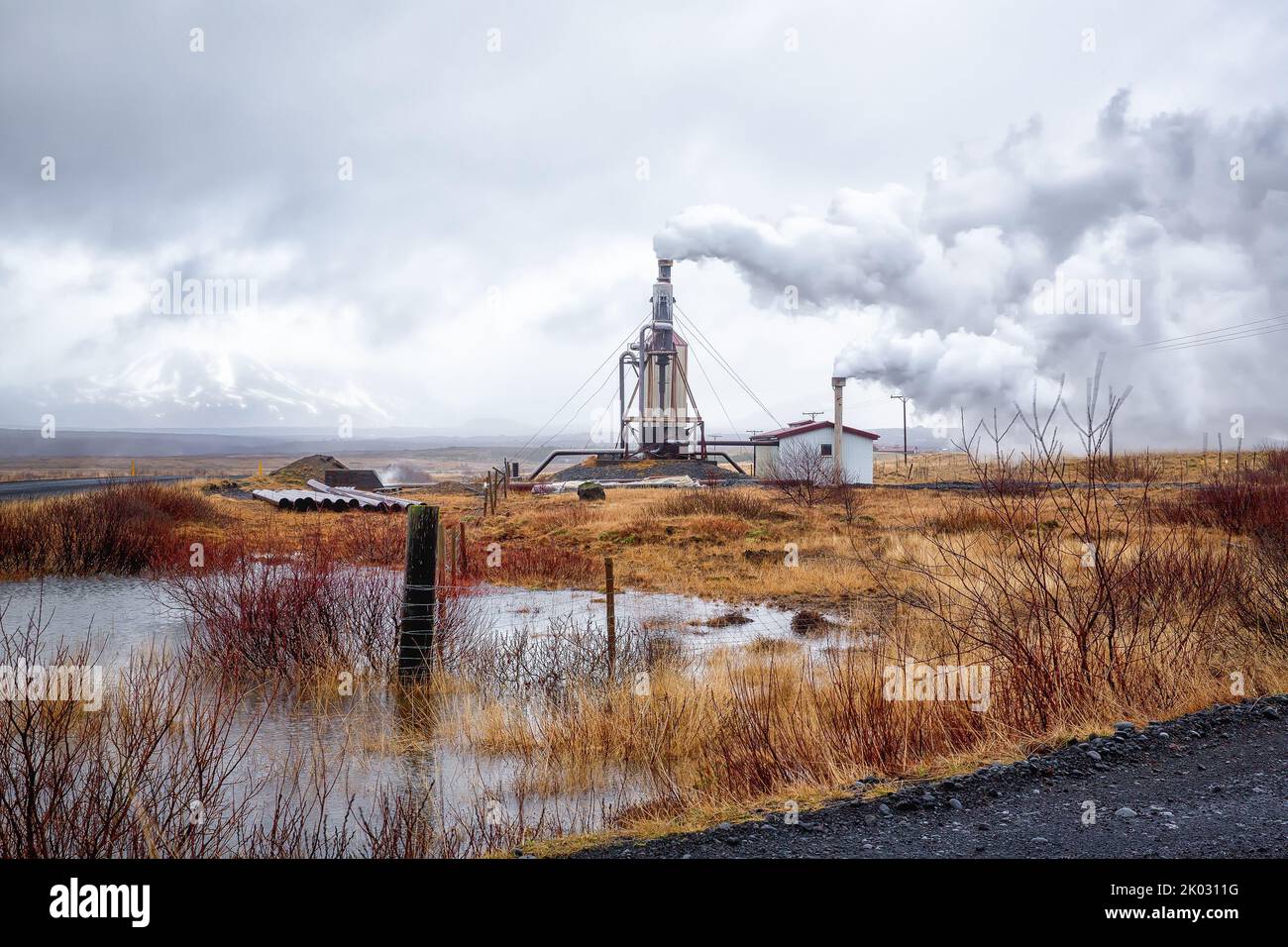 A geothermal pumping station off the road Stock Photo