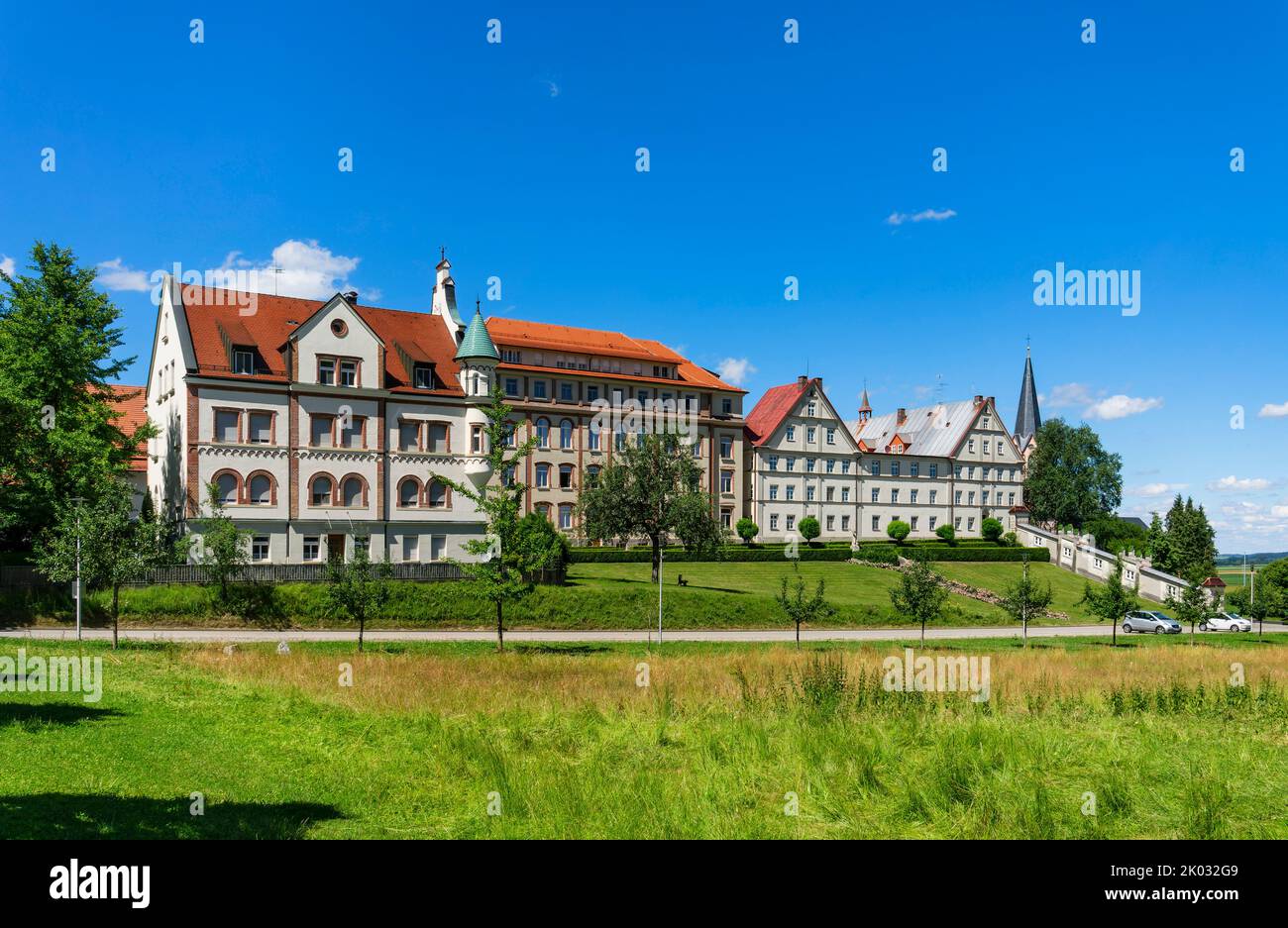 The Bonlanden Convent, founded in 1855, is the motherhouse of the Franciscan Sisters of the Immaculate Conception of Our Lady in Bonlanden, a suburb of the municipality of Berkheim an der Iller in the district of Biberach. Stock Photo