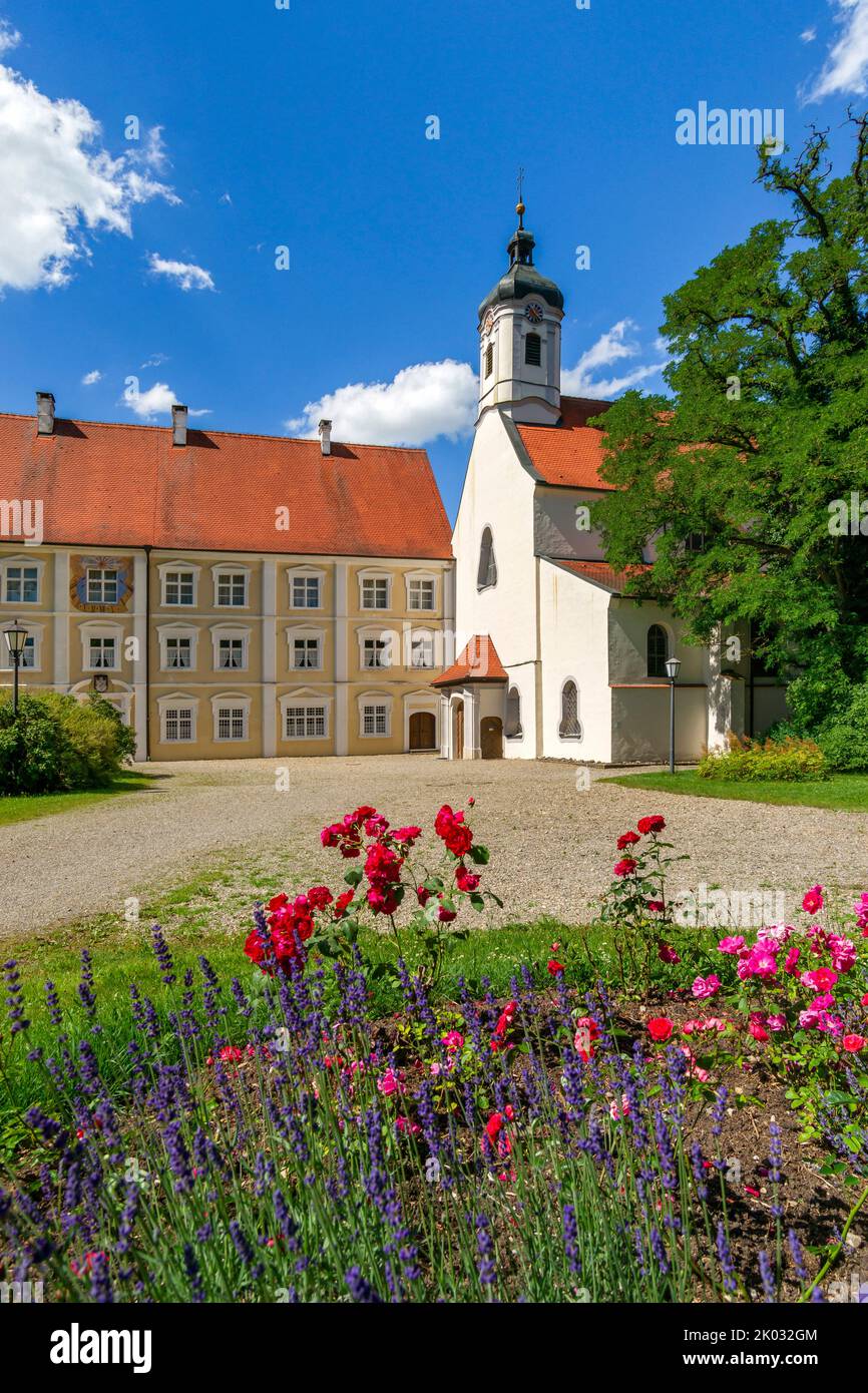 The former Imperial Abbey of Gutenzell was an imperial Cistercian monastery founded in 1237 on the river Rot in the present-day community of Gutenzell-Hürbel in the Upper Swabian district of Biberach. Stock Photo