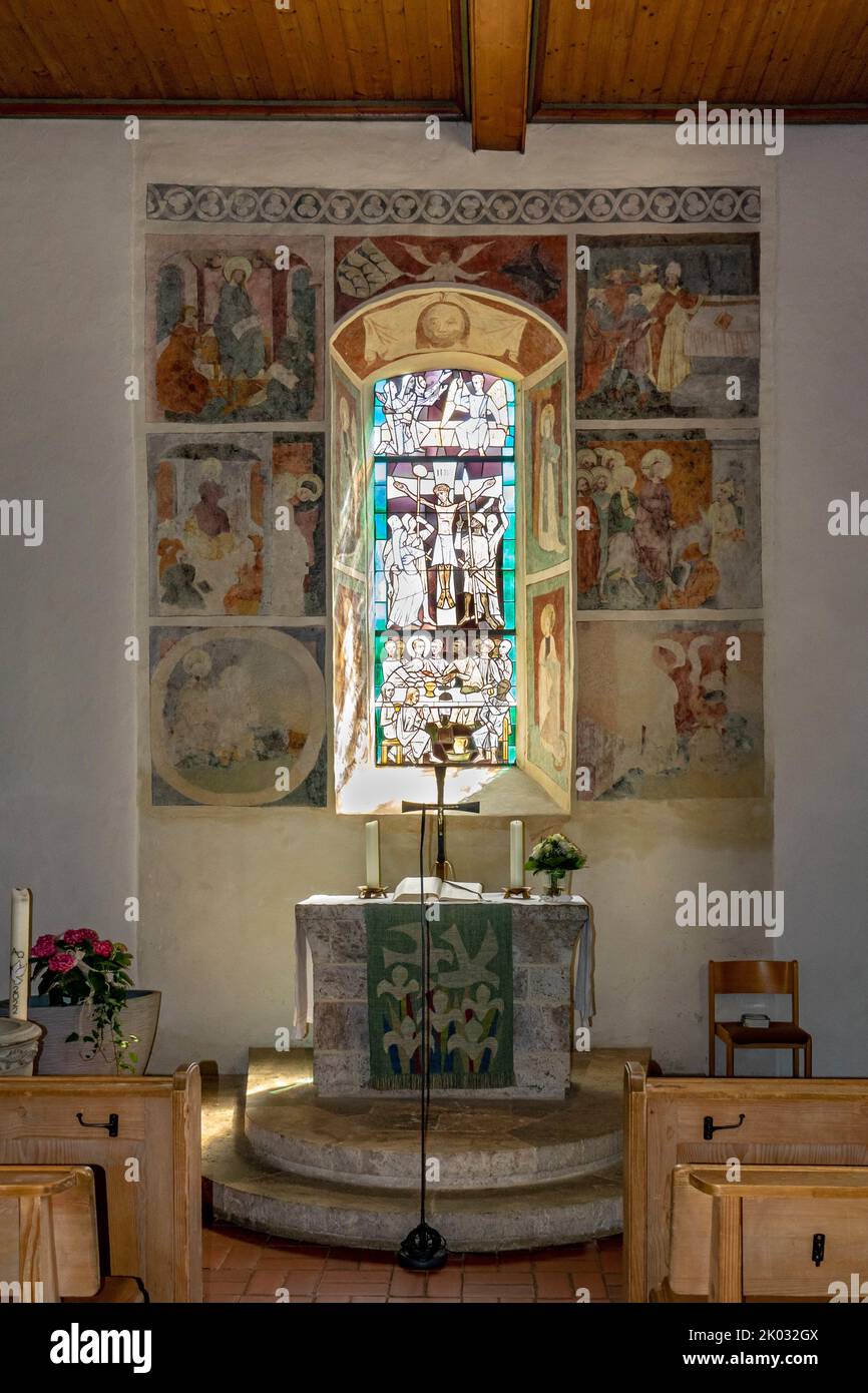 Lutheran Church of St. Mary in Kohlstetten. Frescoes on the east wall. Stock Photo