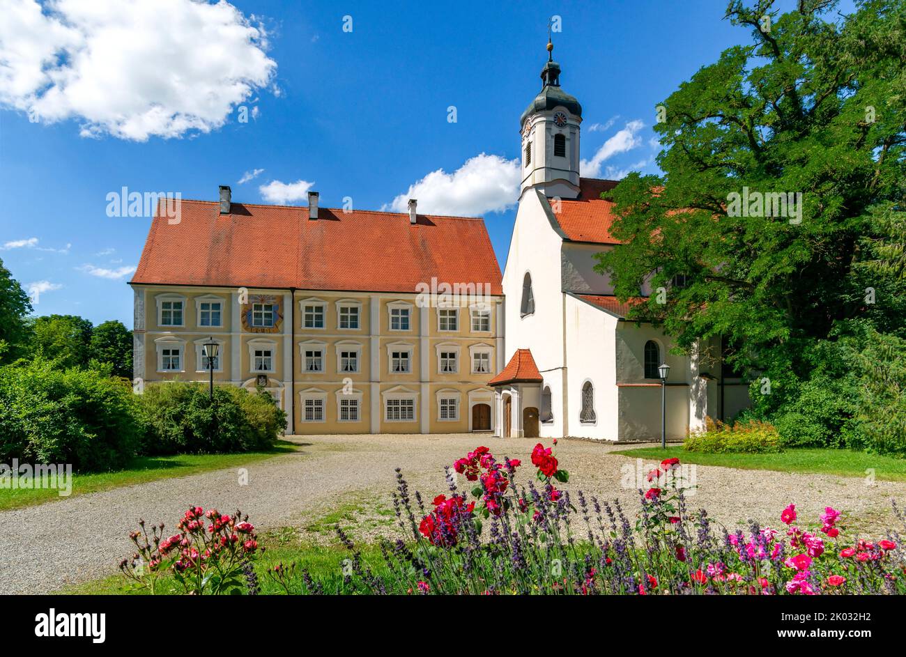 The former Imperial Abbey of Gutenzell was an imperial Cistercian monastery founded in 1237 on the river Rot in the present-day community of Gutenzell-Hürbel in the Upper Swabian district of Biberach. Stock Photo