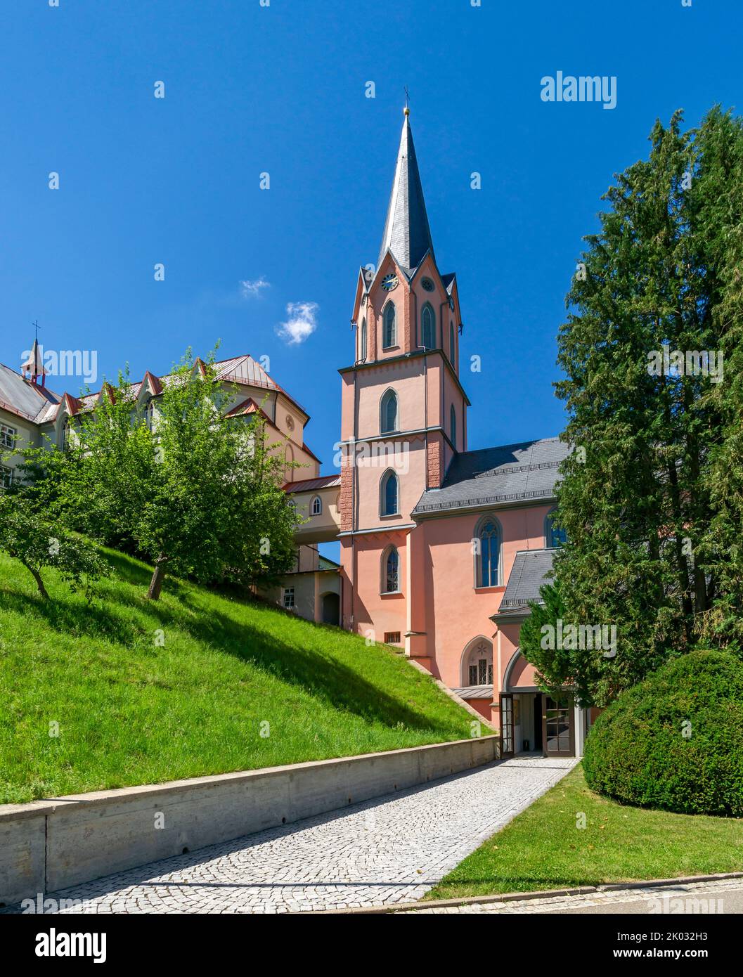 The Bonlanden Convent, founded in 1855, is the motherhouse of the Franciscan Sisters of the Immaculate Conception of Our Lady in Bonlanden, a suburb of the municipality of Berkheim an der Iller in the district of Biberach. Stock Photo