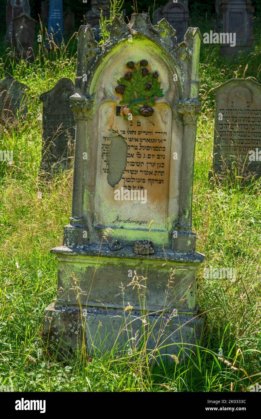 The Jewish Cemetery Buttenhausen, is a protected cultural monument. The cemetery was established in 1789. The last burial took place in 1943. Stock Photo