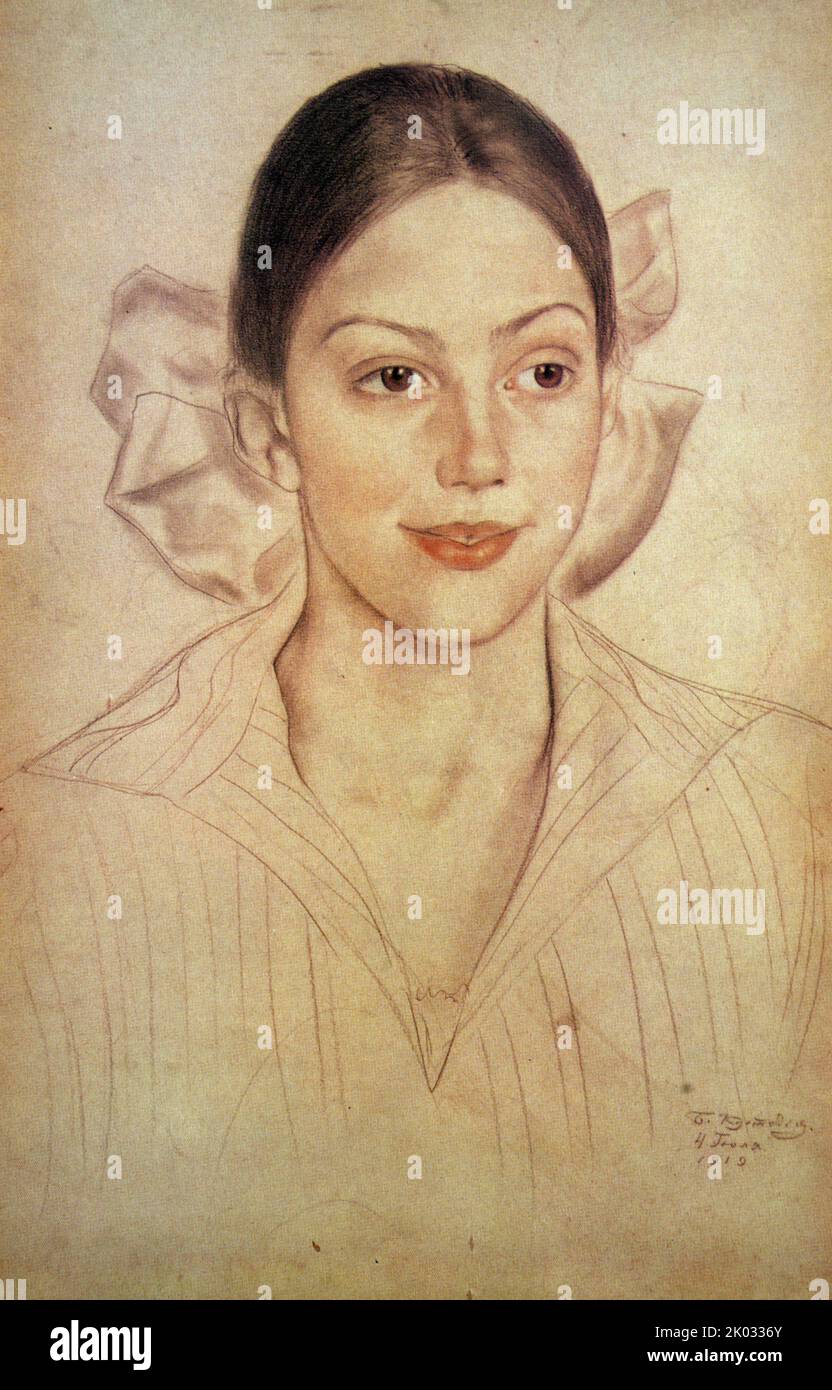 Portrait of N. A. Kuznetsova. 1919. by Boris Kustodiev Stock Photo