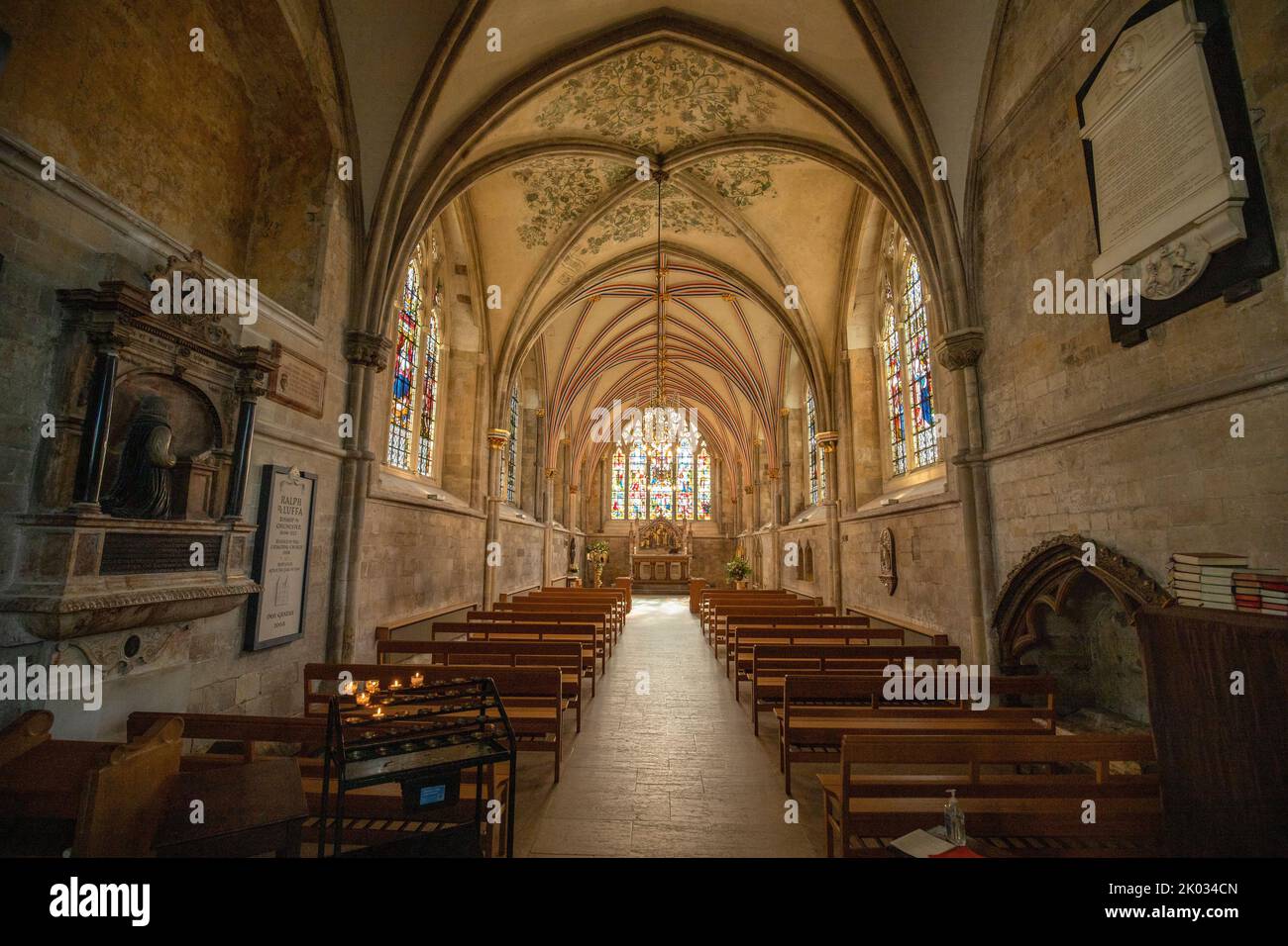 The interior look of the Chichester Cathedral with high arches, United Kingdom. Stock Photo