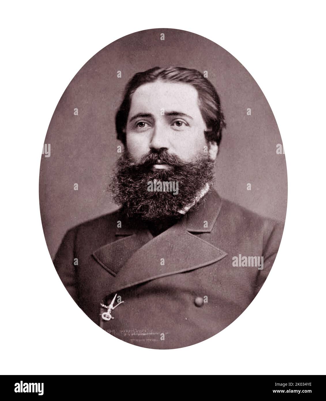 Prince Ilia Chavchavadze (1837 - 1907, Georgian public figure, journalist, publisher, writer and poet who spearheaded the revival of the Georgian national movement in the second half of the 19th century and played a major role in the creation of Georgian civil society during the Russian rule of Georgia. Stock Photo