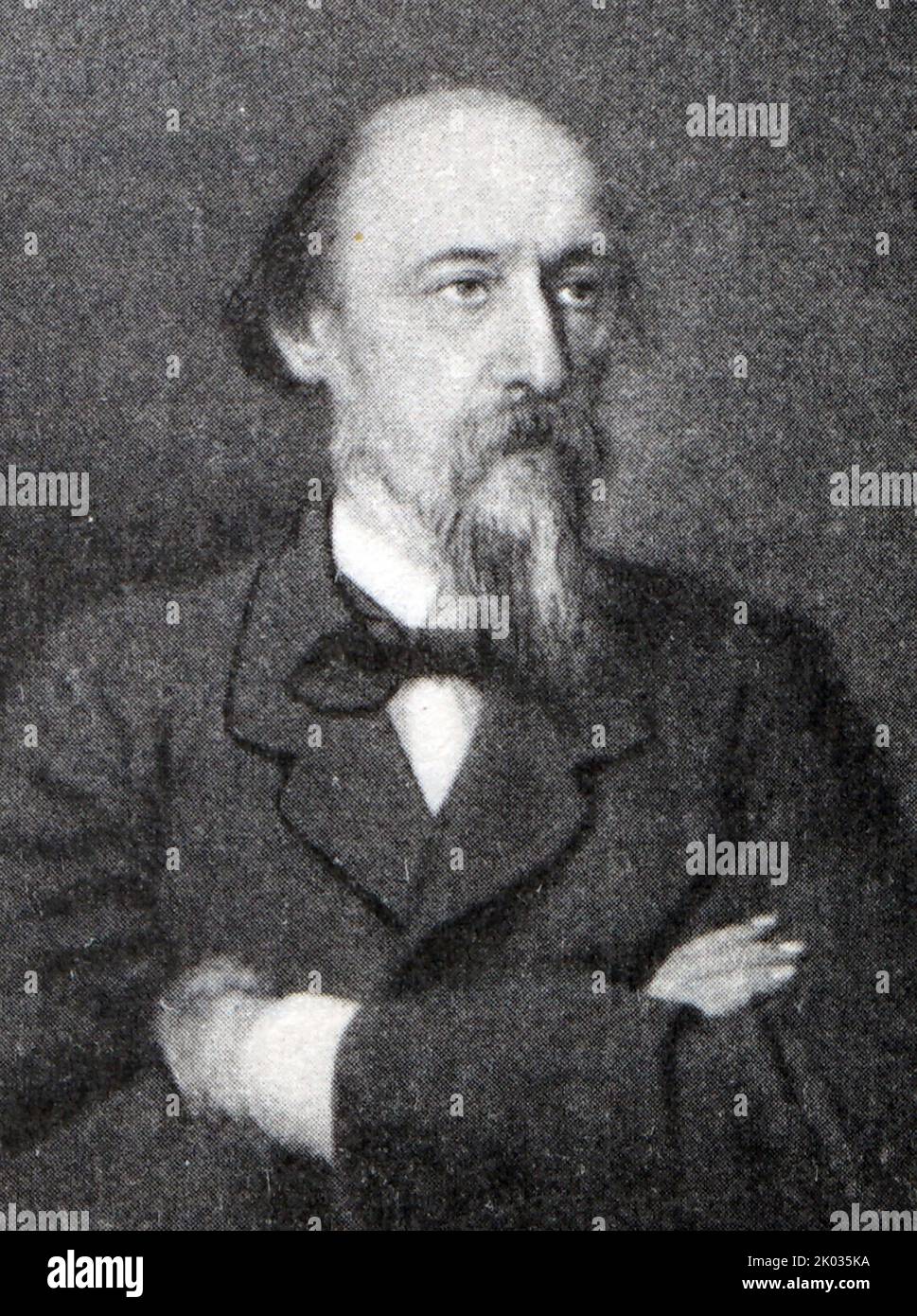 Nikolay Nekrasov (1821 - 1877) Russian poet, writer, critic and publisher, whose deeply compassionate poems about peasant Russia made him the hero of liberal and radical circles of Russian intelligentsia, as represented by Vissarion Belinsky, Nikolay Chernyshevsky and Fyodor Dostoyevsky. Stock Photo