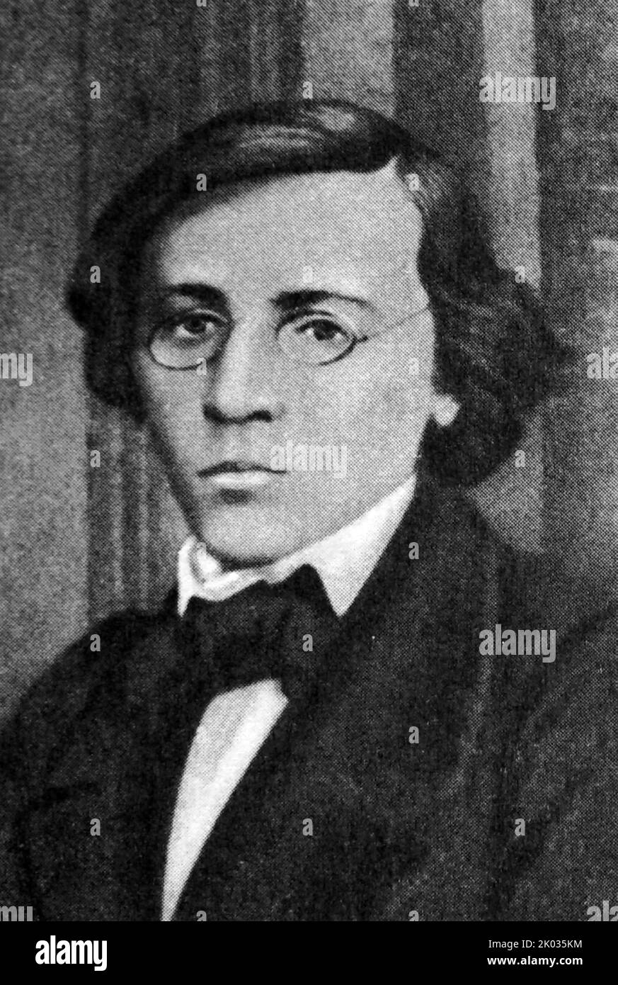 Nikolai Gavrilovich Chernyshevsky (1828 - 1889) Russian literary and social critic, journalist, novelist, and socialist philosopher, often identified as an utopian socialist and leading theoretician of Russian nihilism. Stock Photo