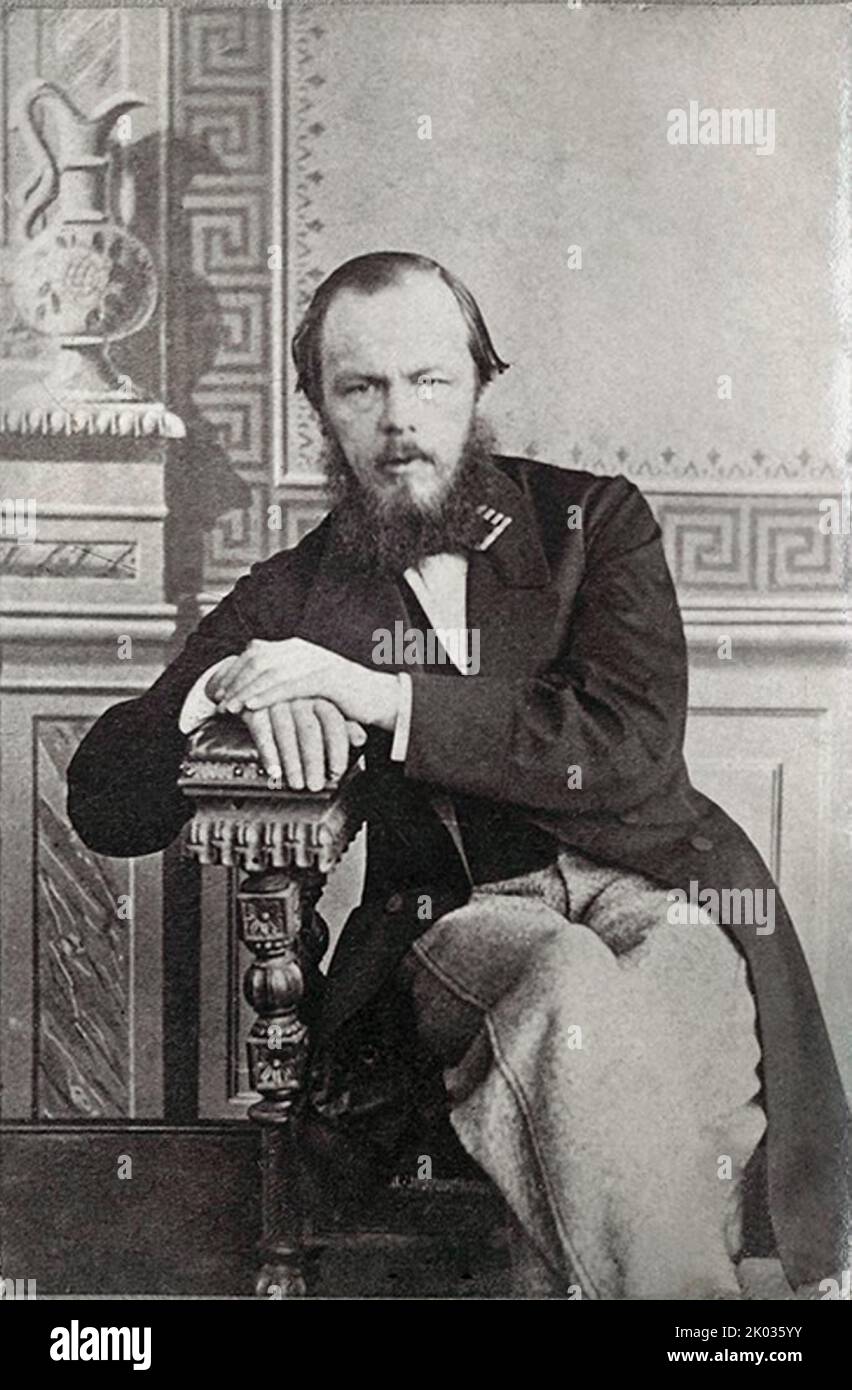 Fedor Mikhailovich Dostoevsky. Writer, portrait. 1872. By Vasily Perov (1833-1882). Fyodor Mikhailovich Dostoevsky (1821 - 1881), was a Russian novelist, philosopher, short story writer, essayist, and journalist. Stock Photo