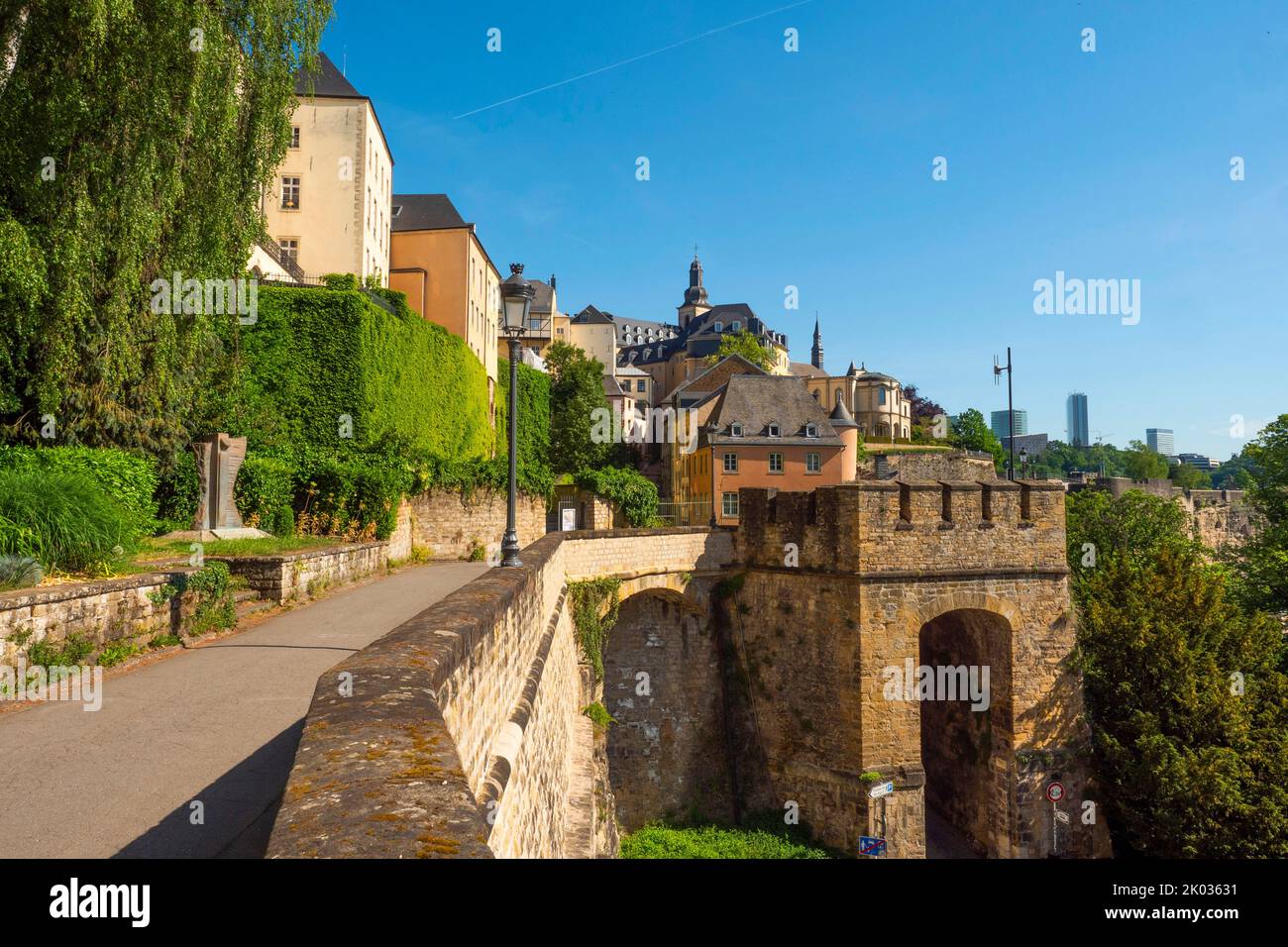 Old Town on the Chemin de la Corniche, Luxembourg City, Grand Duchy of Luxembourg, Europe Stock Photo
