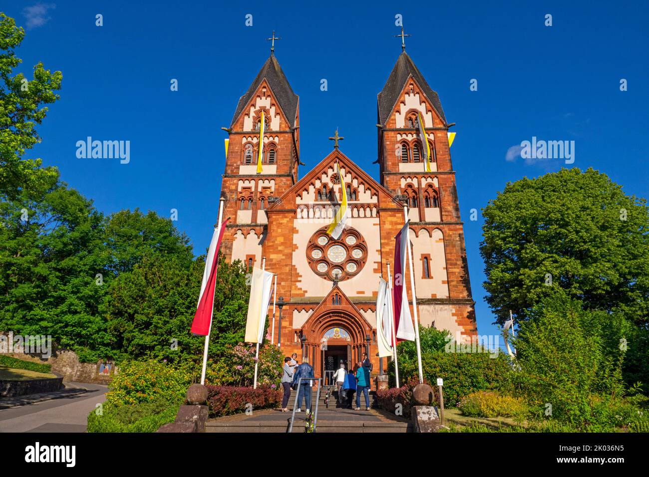 Church St. Ludwinus, Mettlach, Saar-Hunsrück Nature Park, Saarland, Germany, Europe Stock Photo