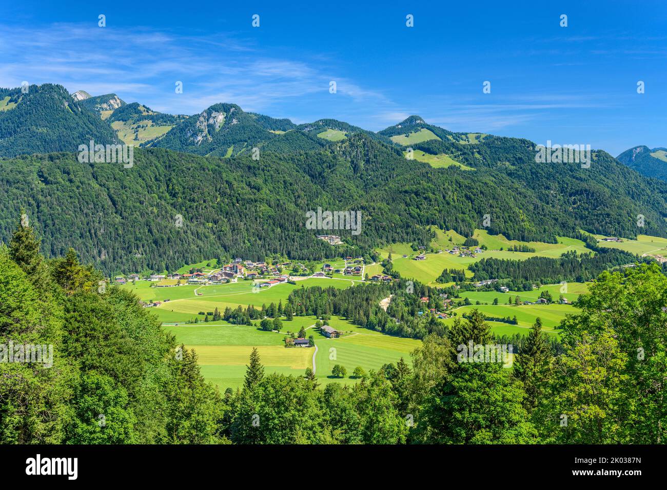 Austria, Tirol, Kaiserwinkl, Kössen, district Kranzach, view from Lippenalm Stock Photo
