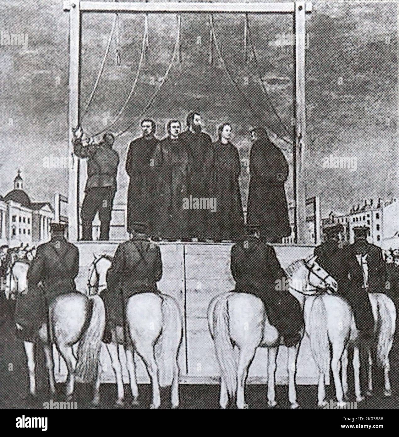 Execution of the Decembrists. The Decembrist Revolt took place in Russia on 26 December 1825, during the interregnum following the sudden death of Tsar Alexander I Stock Photo