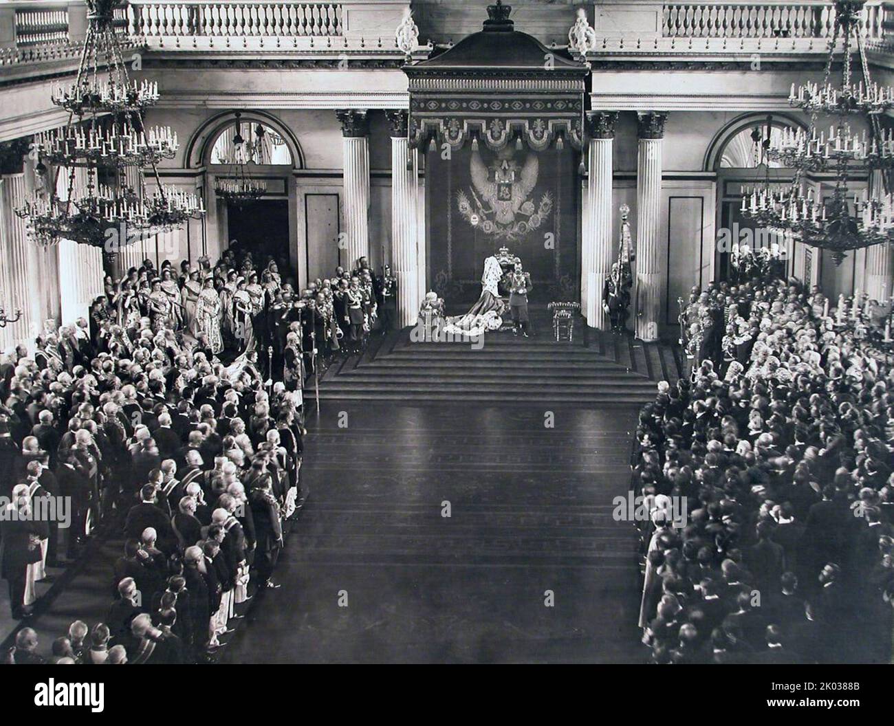Tsar Nicholas II's opening speech before the two chambers of the State Duma in the Winter Palace. 1906. Stock Photo