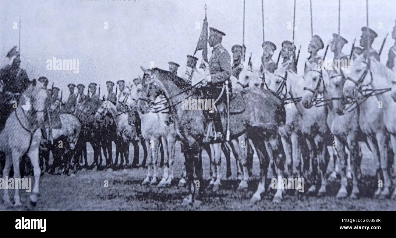 Nicholas II at the review of the Cossack units. Stock Photo