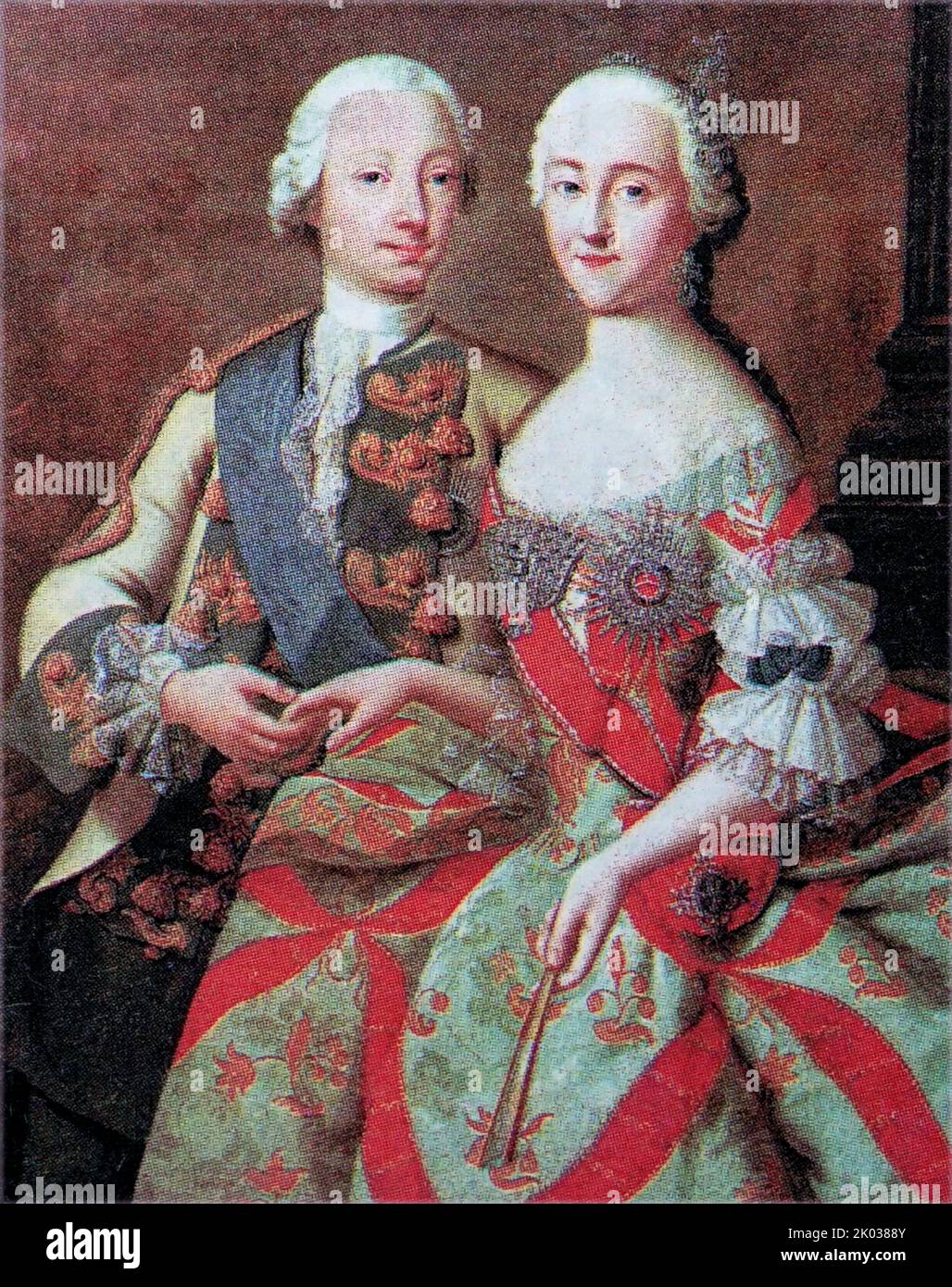 Peter the Third and Catherine the Second (the Great). Russian rulers 1762. Stock Photo