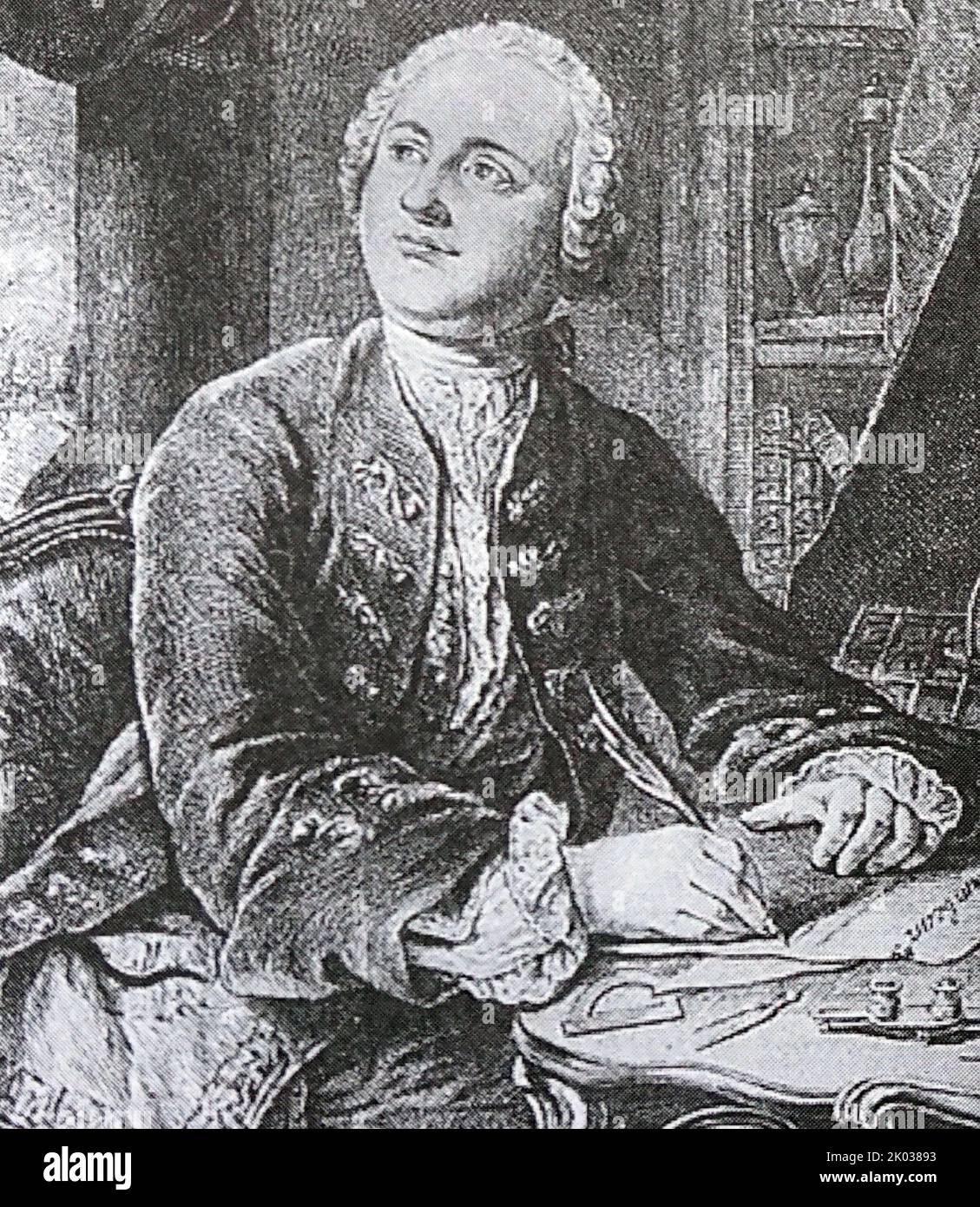 Mikhail Vasilievich Lomonosov, founder of Moscow State University. Mikhail Vasilyevich Lomonosov (1711 - 1765) Russian polymath, scientist and writer, who made important contributions to literature, education, and science. Stock Photo