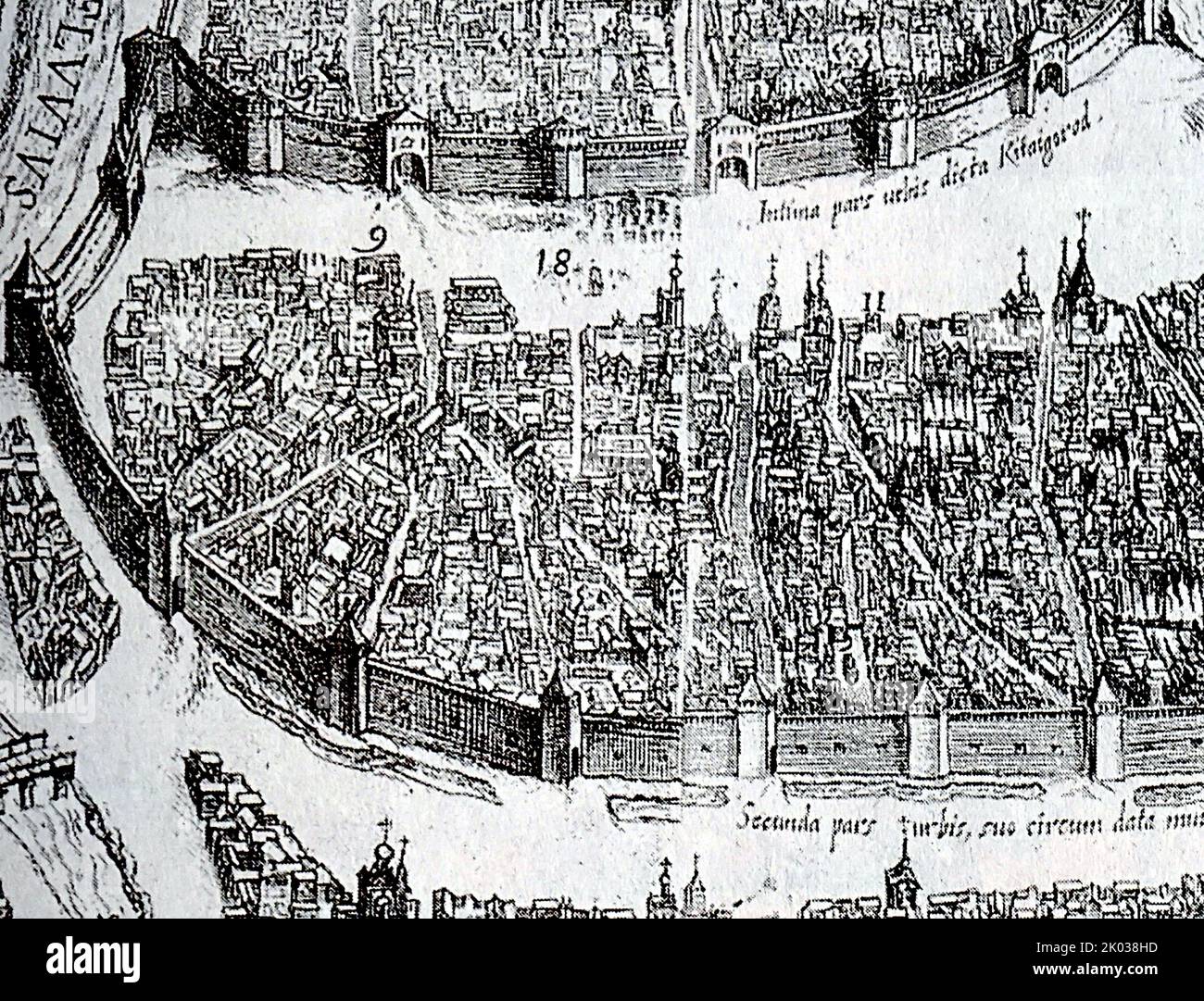 White City (old name of Moscow). Sigismund's plan, drawn up in 1610. Stock Photo