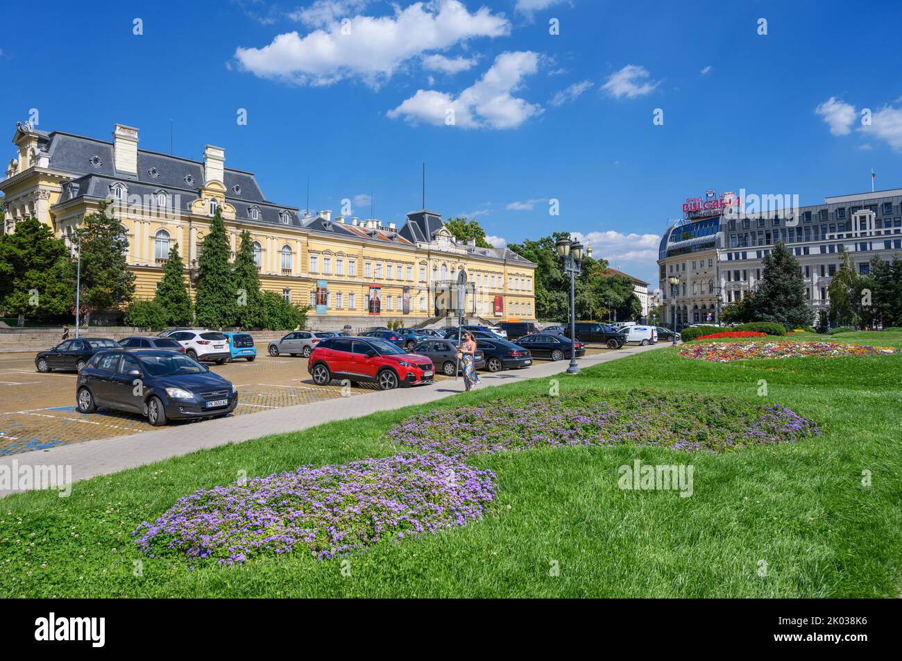 National Art Gallery (Ethnographical Museum) from City Garden, Knyaz Aleksander Square, Sofia, Bulgaria Stock Photo