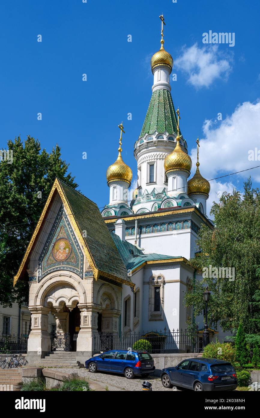 Church of St Nicholas the Miracle Maker (Sveti Nikolai Russian Church), Tsar Osvoboditel Boulevard, Sofia, Bulgaria Stock Photo