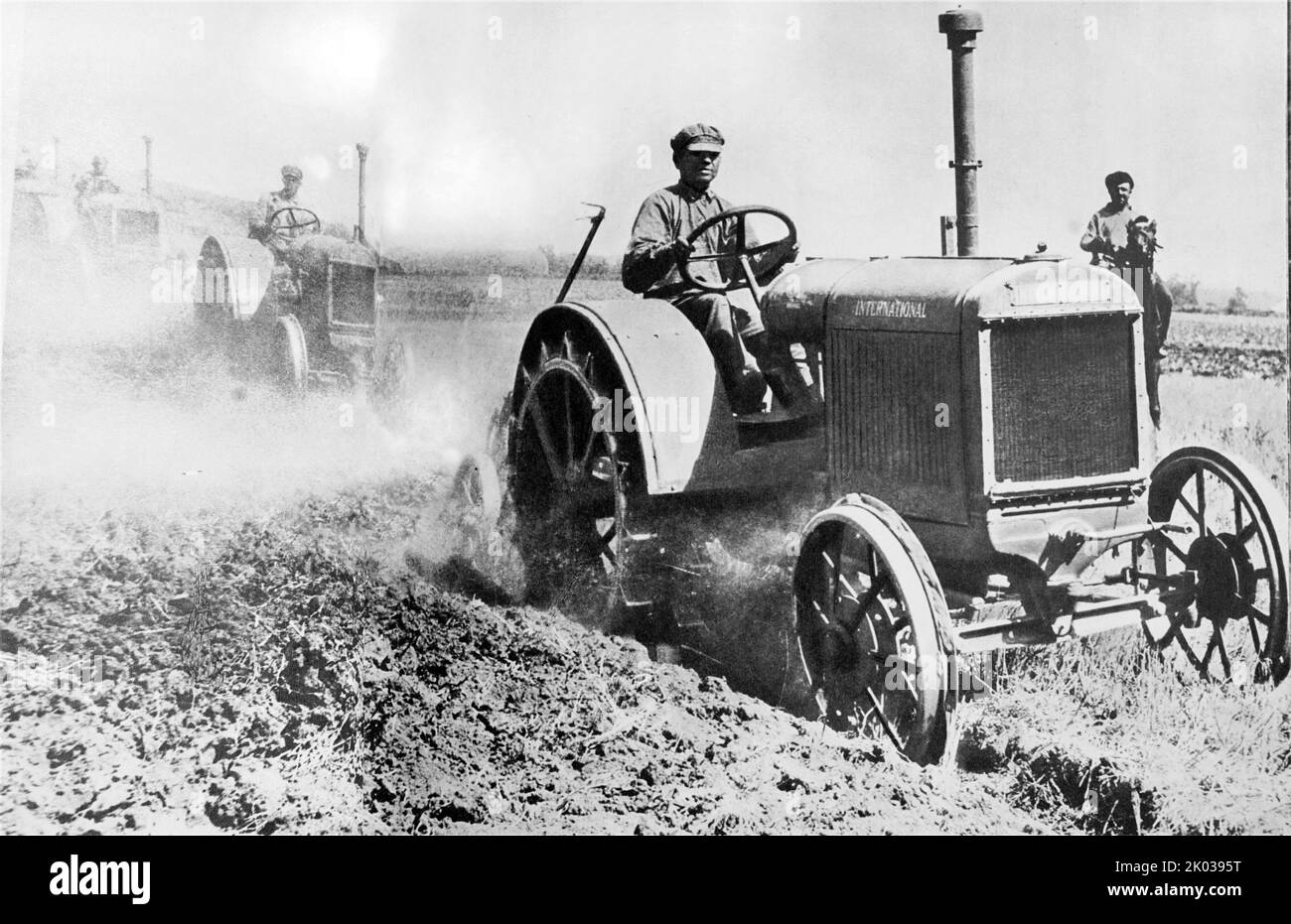 Soviet Russian farmers on a collective farm Stock Photo