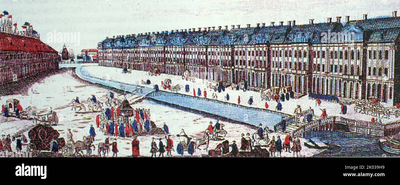 Illustration showing Moscow, 1711. Stock Photo