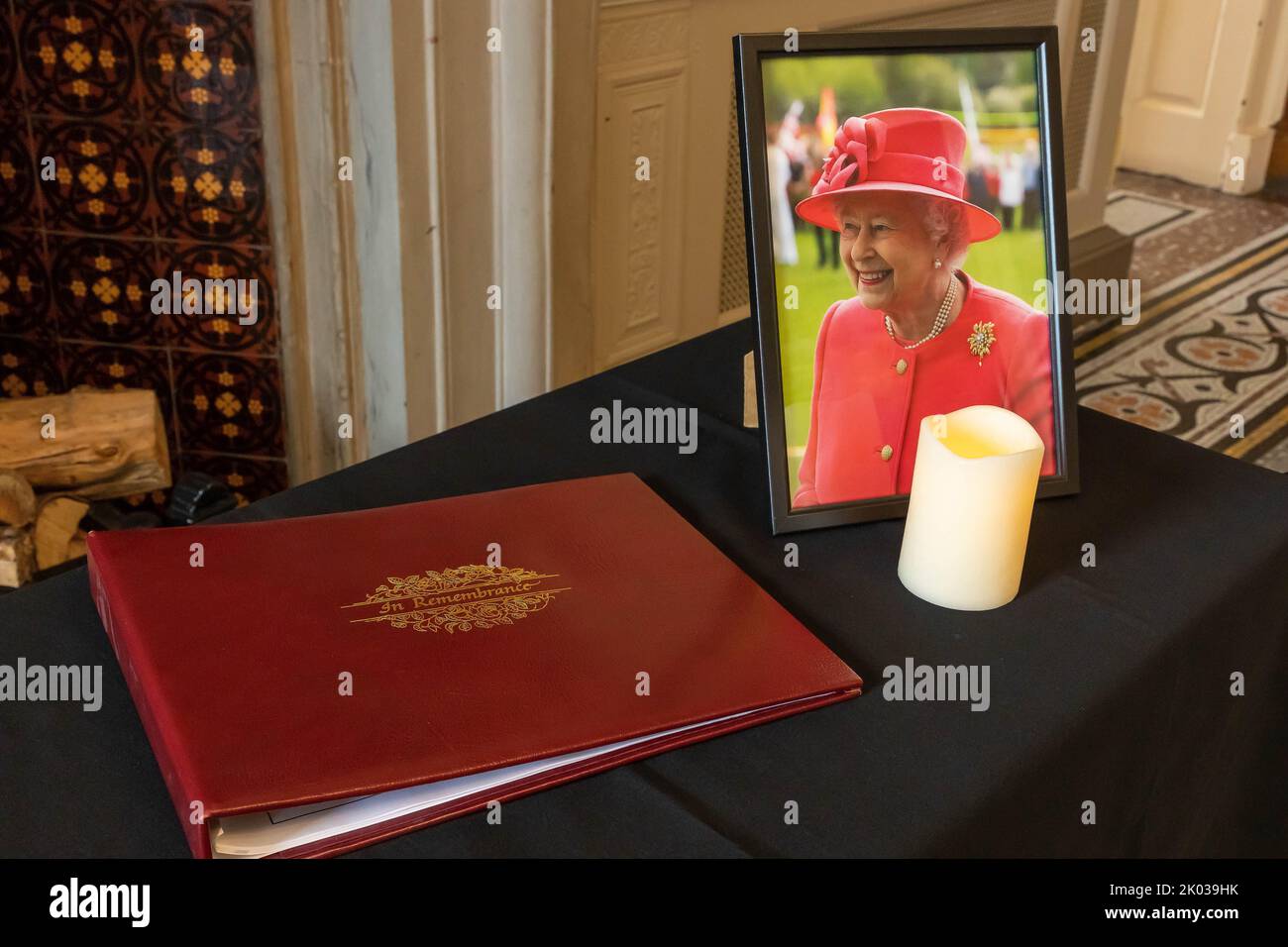 Warrington Town Hall, Cheshire, UK. 09th Sep, 2022. UK - A book of Condolences placed inside Warrington Town Hall so that members of the public may sign and make comments in respect of the passing of our Queen Elizabeth II Credit: John Hopkins/Alamy Live News Stock Photo