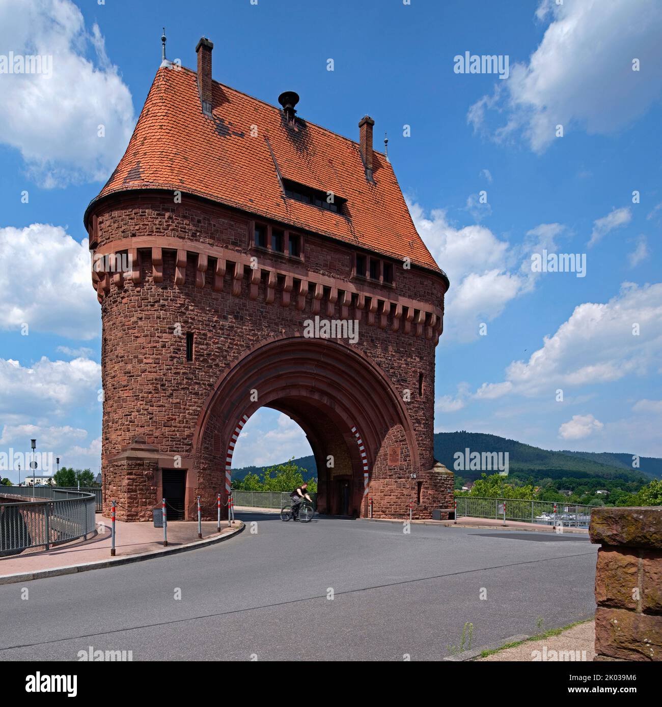 Bridge gate on the Main bridge, Miltenberg, Bavaria, Lower Franconia, Franconia, Germany Stock Photo