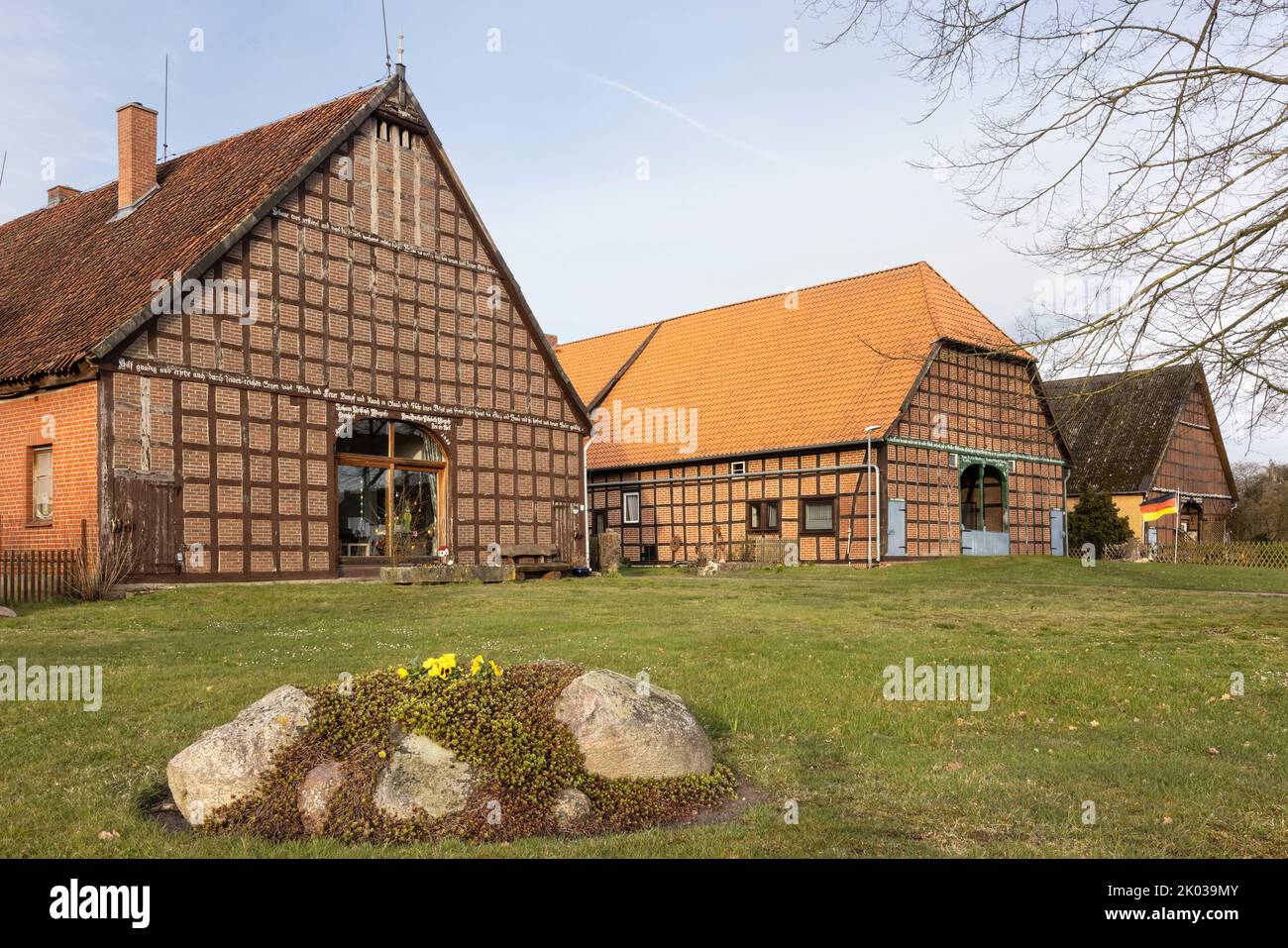 View of a round village in the Wendland Stock Photo