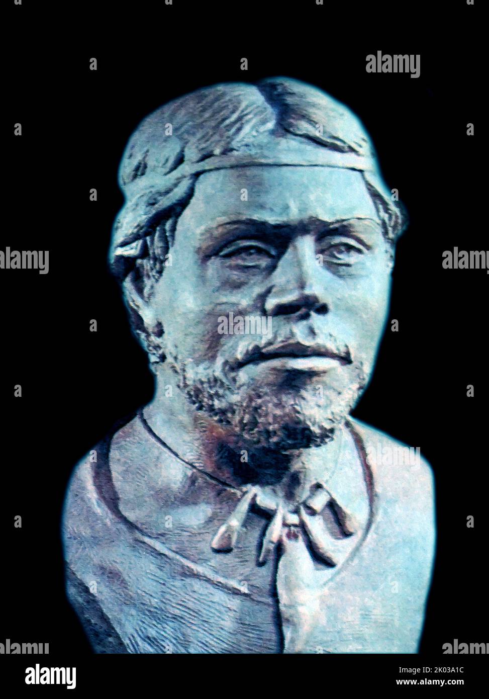 Reconstruction of a head of the man. The Kuzminsky burial ground of the