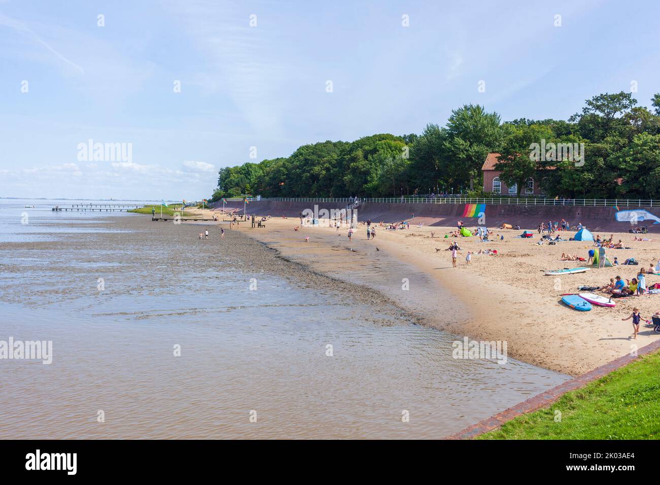 Beach, North Sea resort Dangast, Varel-Dangast, Lower Saxony, Germany, Europe Stock Photo