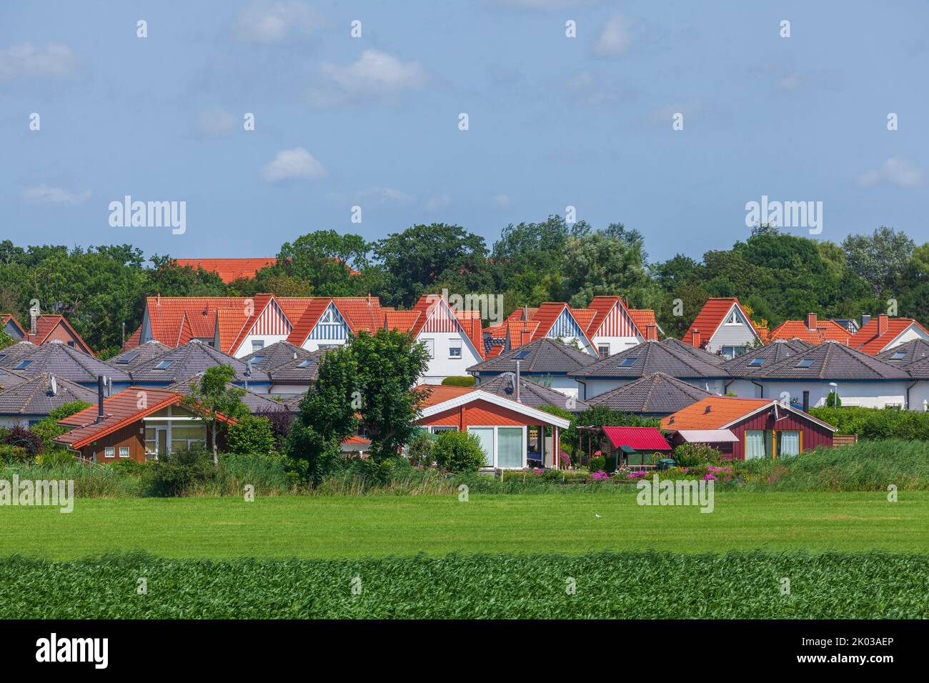Vacation homes, Dorumer Neufeld, Dorum, Lower Saxony, Germany, Europe Stock Photo