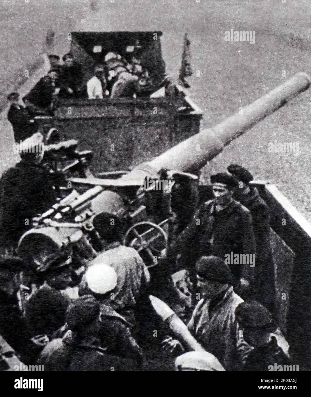 Armoured train of the Red Army. The arrival of M. I. Kalinin to the submarine. 1919. Stock Photo