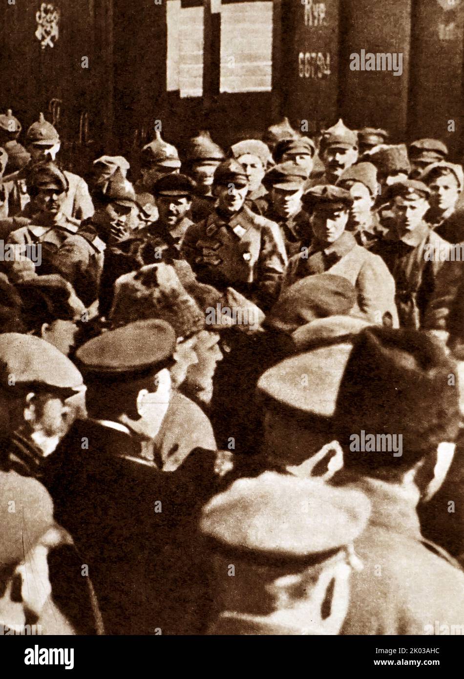 Recruits. In the centre is the commander of the 39th cavalry regiment G. K. Zhukov. 1924. Stock Photo